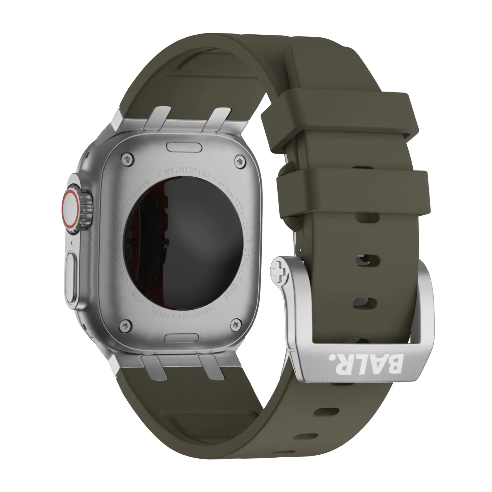 BALR. Bracelet silicone Apple Watch Ultra Liquid (marron/argent)