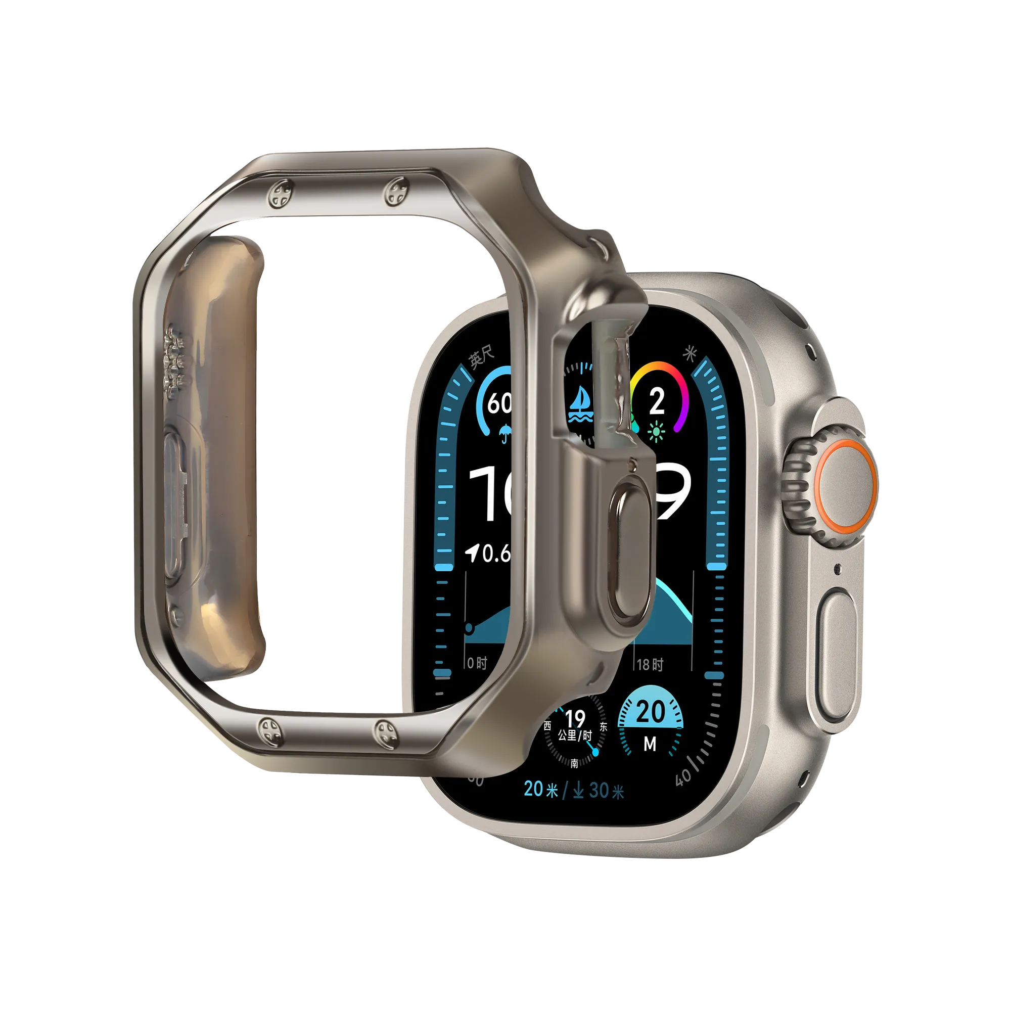 Bandz Coque TPU galvanisé Apple Watch Ultra - 49mm (titane)