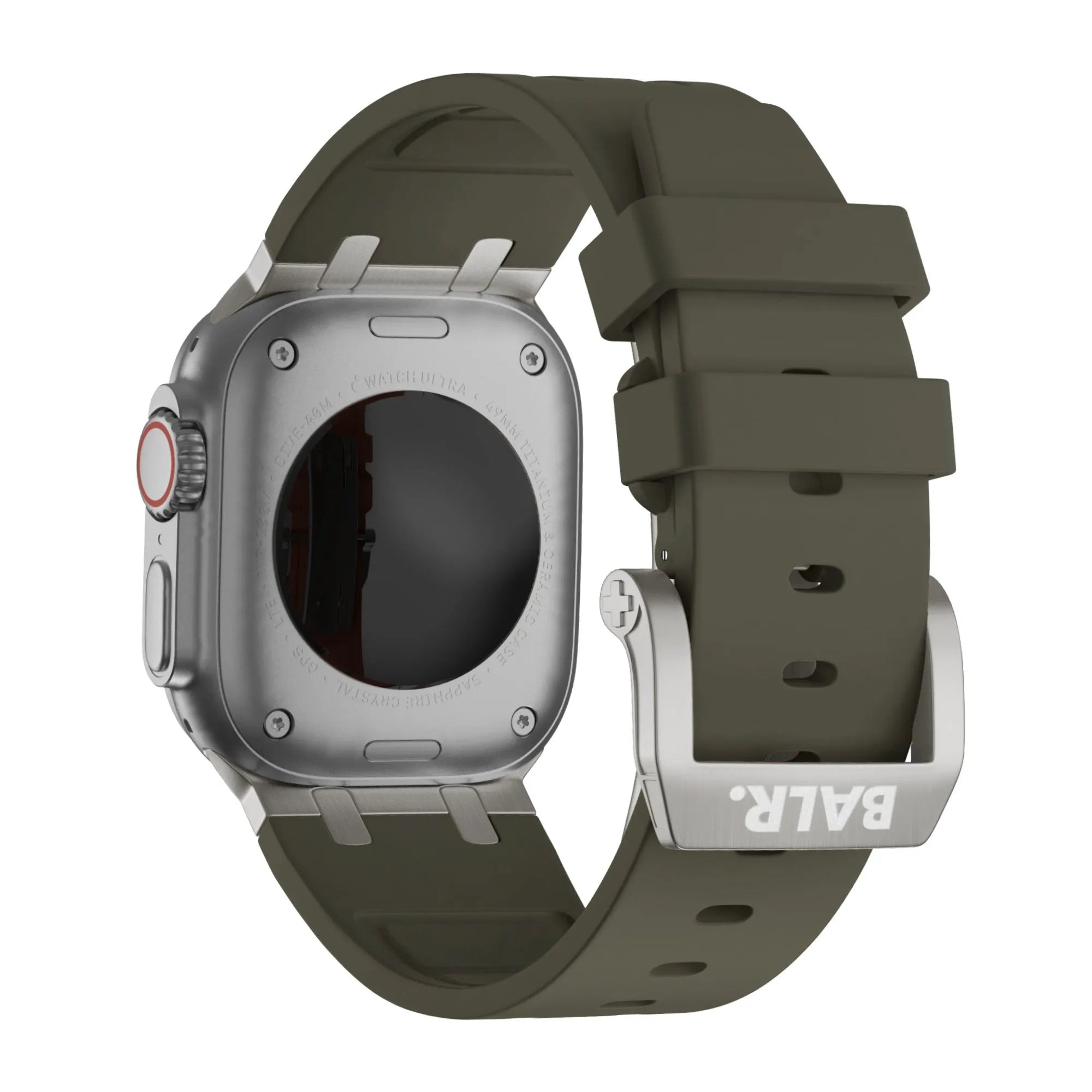 BALR. Bracelet silicone Apple Watch Ultra Liquid (marron/titane)