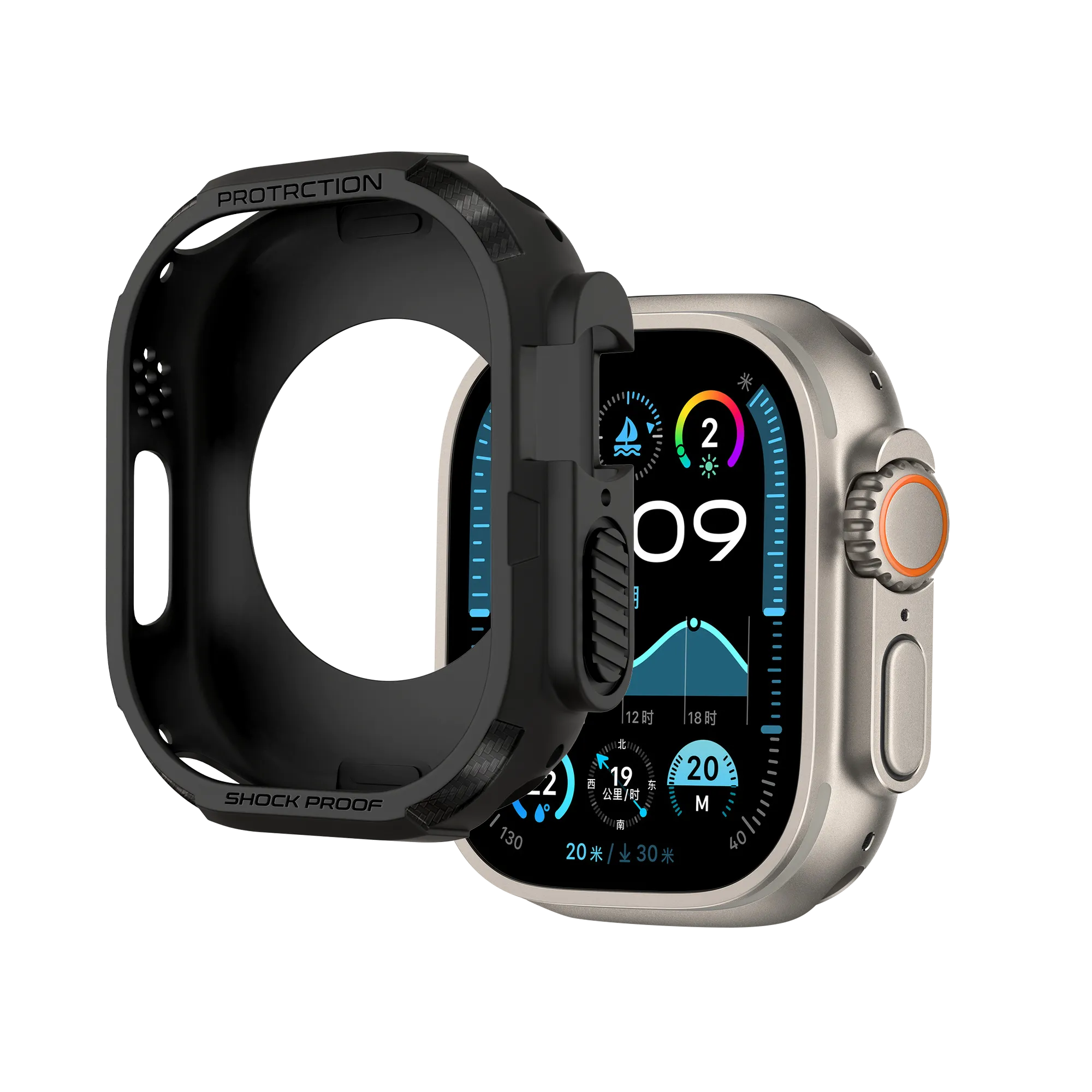 Bandz Coque TPU robuste Apple Watch Ultra - 49mm (noir)