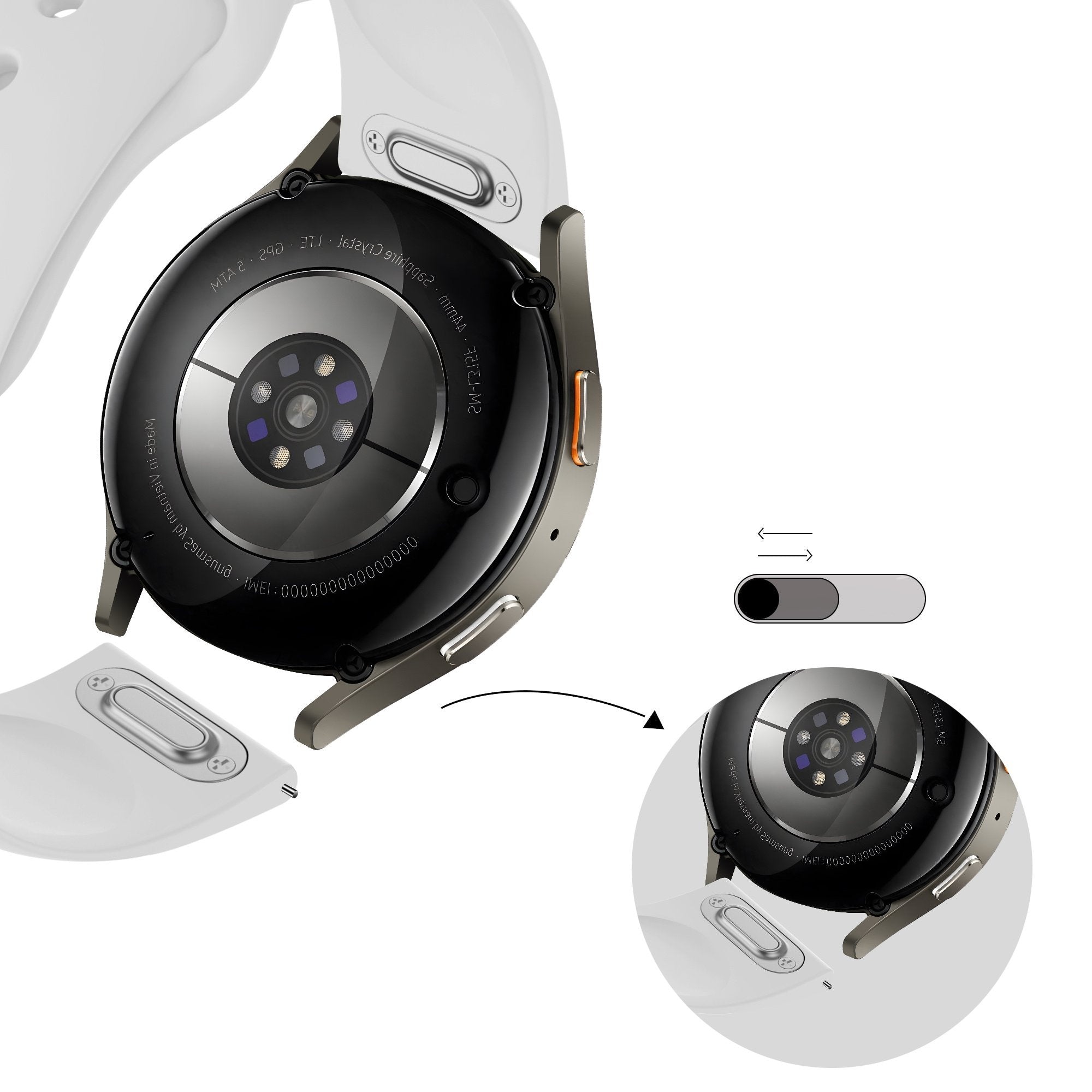 Bandz Bracelet sport 'Easy Fit' Huawei Watch GT 3 42mm (blanc)