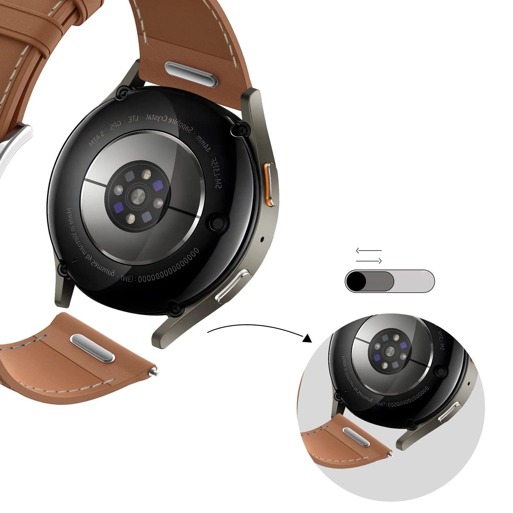 Bandz Bracelet cuir 'Easy Fit' polar Grit X2 Pro (marron)