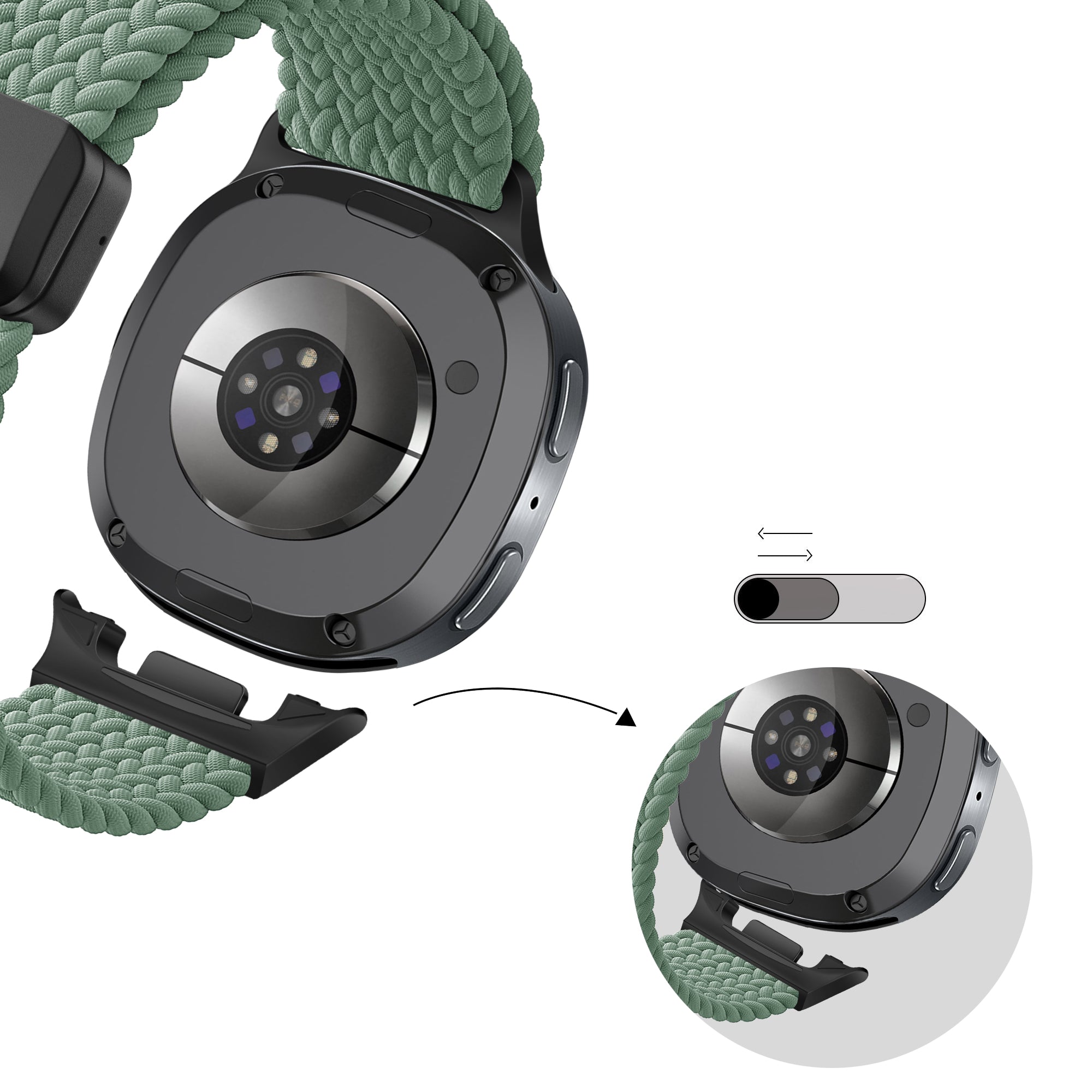 Bandz Bracelet tissé magnétique Samsung Galaxy Watch 8 - 44mm (vert sapin)