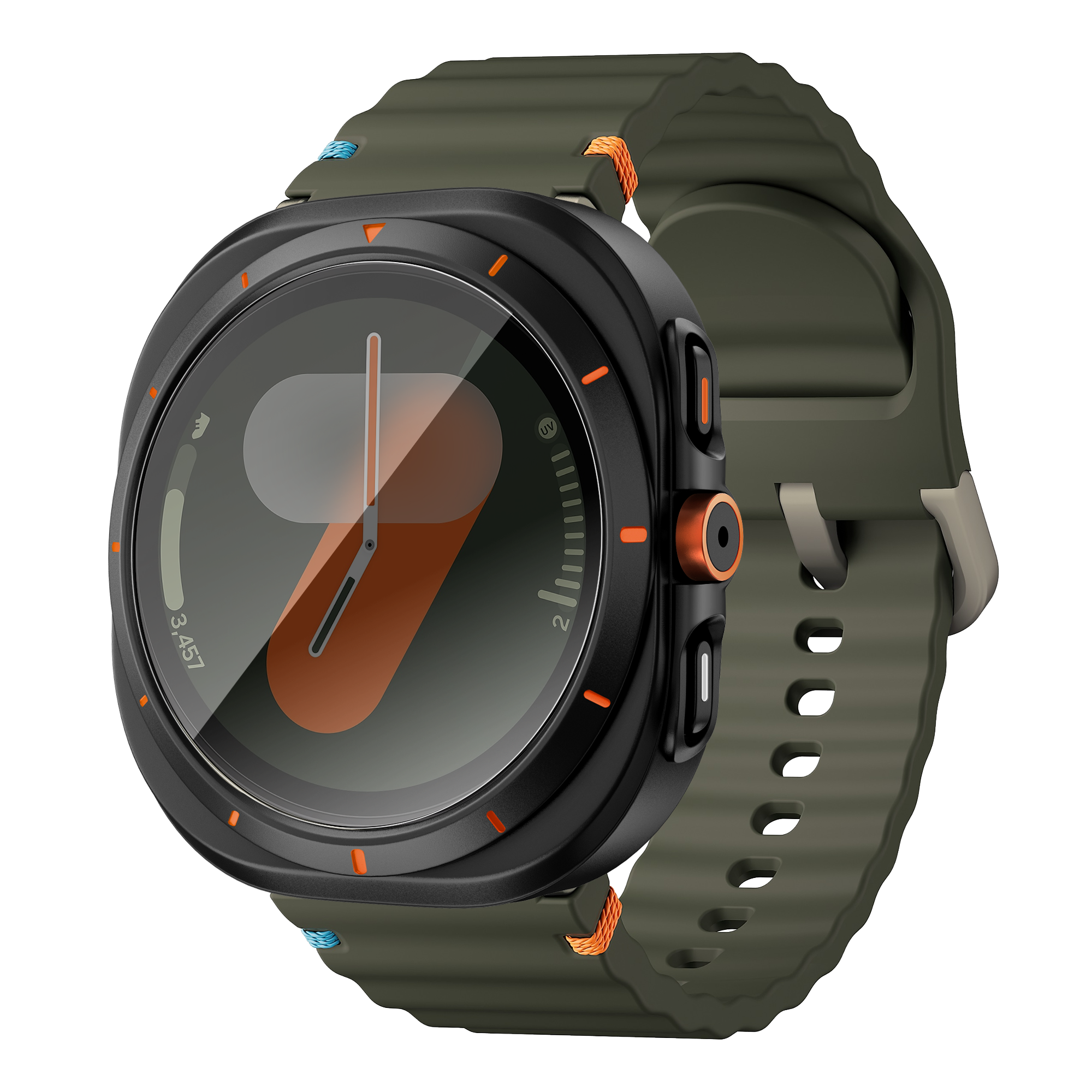 Bandz Coque de PC carrée avec verre Samsung Galaxy Watch 7 - 44 mm (noir)