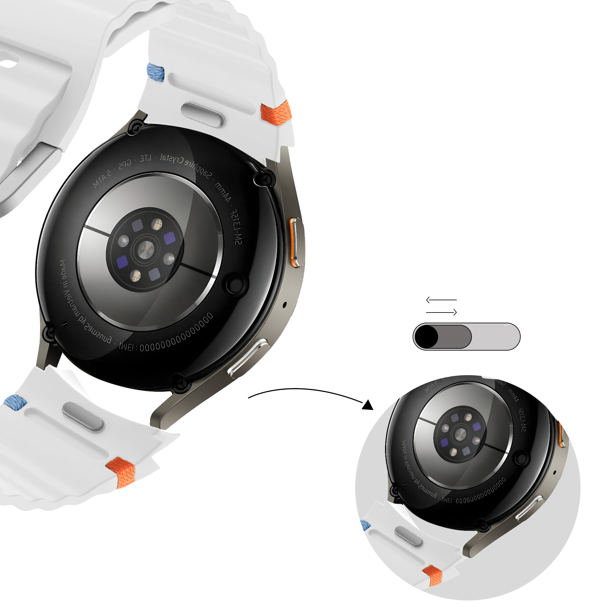 Bandz Samsung Galaxy Watch 5 Pro Wave Strap 'Easy Fit' (White)