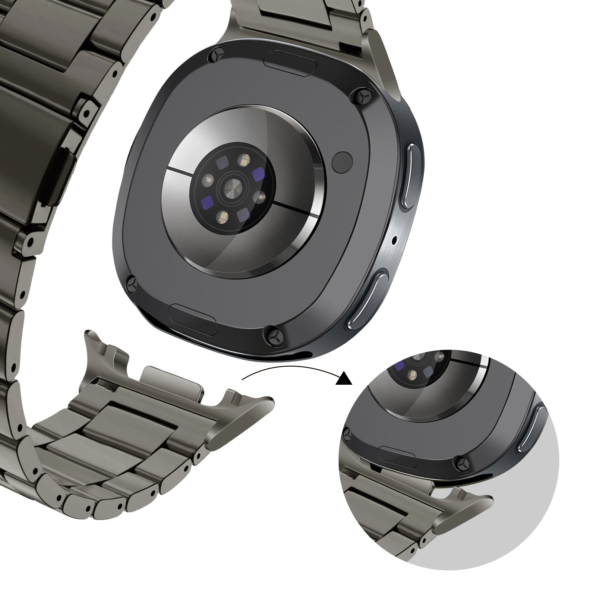 Bandz Samsung Galaxy Watch 8 - 44mm Steel Strap 'Classic' (Graphite)