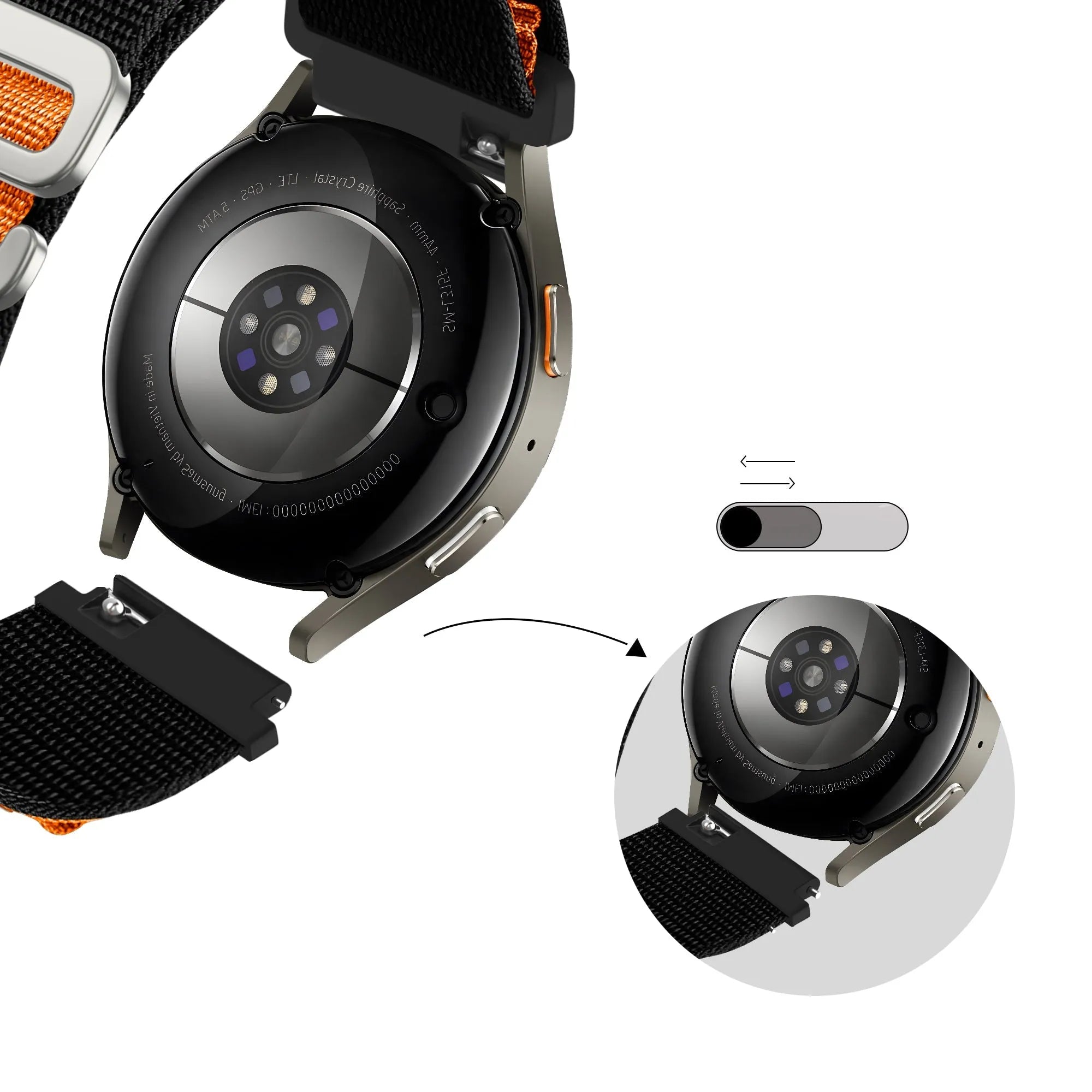 Bandz Bracelet nylon Alpine Amazfit GTS 3 (noir/orange)