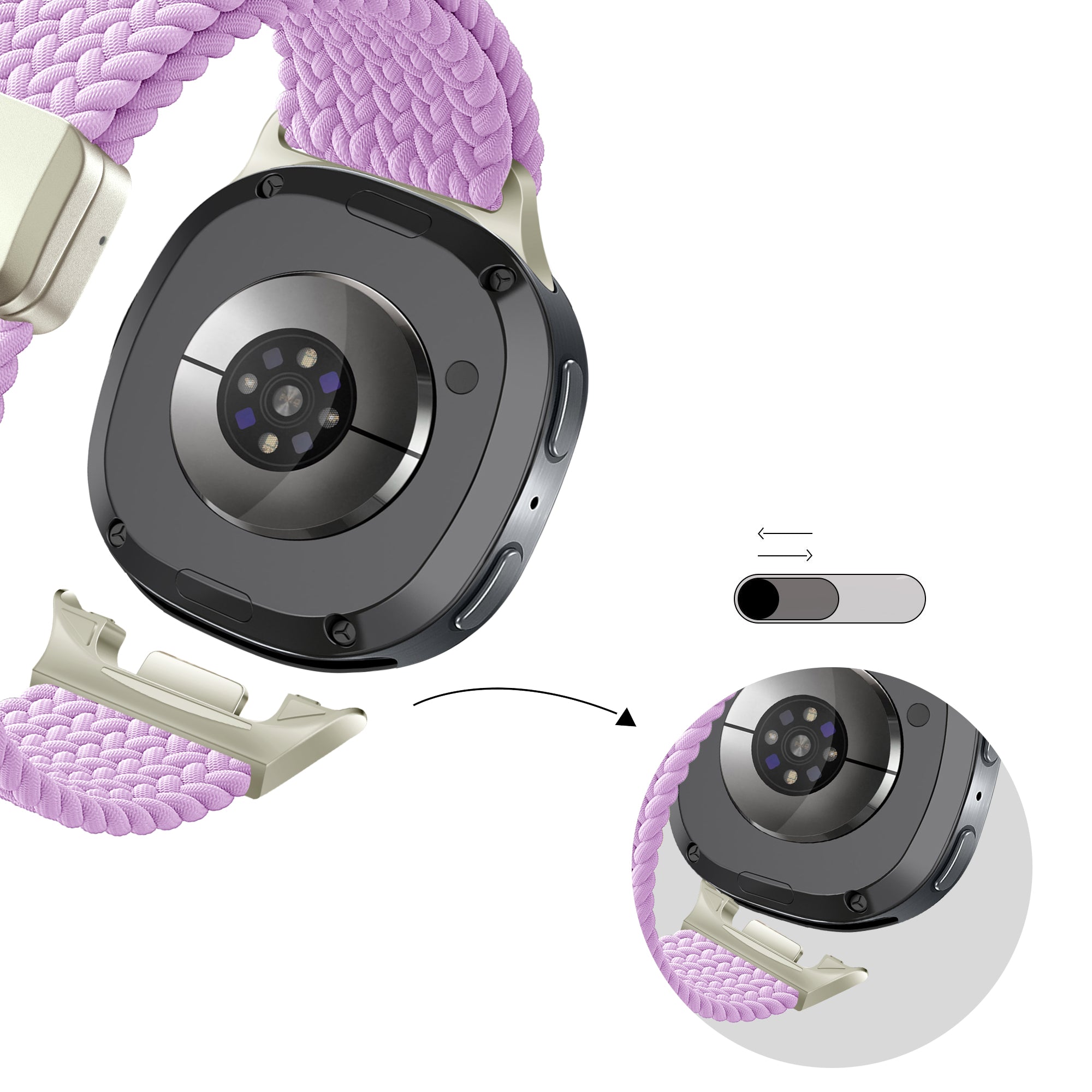 Bandz Bracelet tissé magnétique Samsung Galaxy Watch 8 Classic (lila)