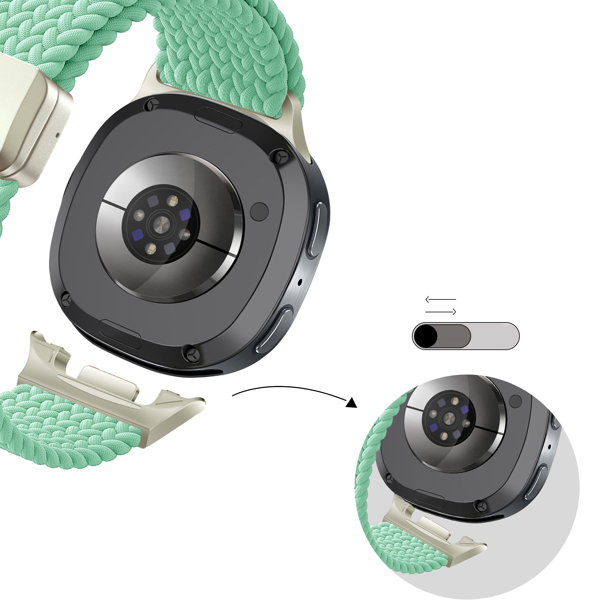 Bandz Bracelet tissé magnétique Samsung Galaxy Watch 8 - 40mm (vert menthe)