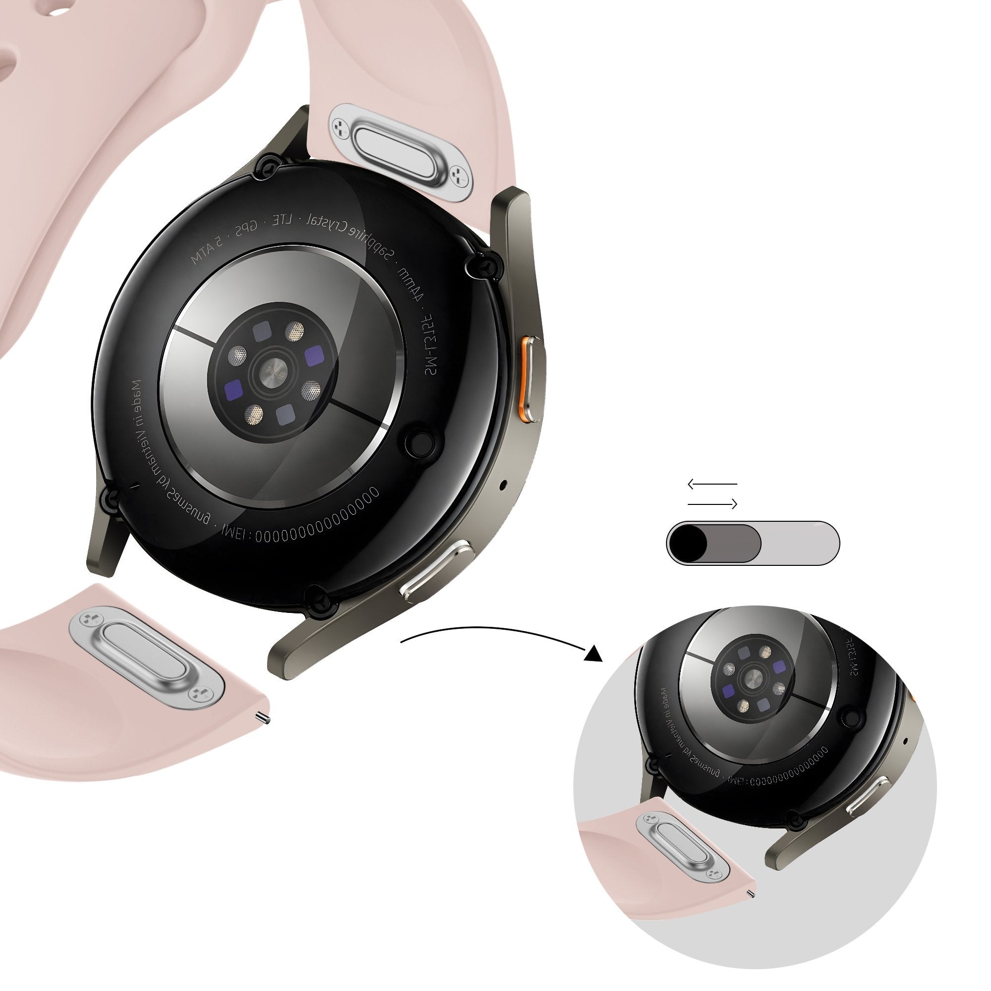 Bandz Bracelet sport 'Easy Fit' Samsung Galaxy Watch 5 Pro (rose clair)