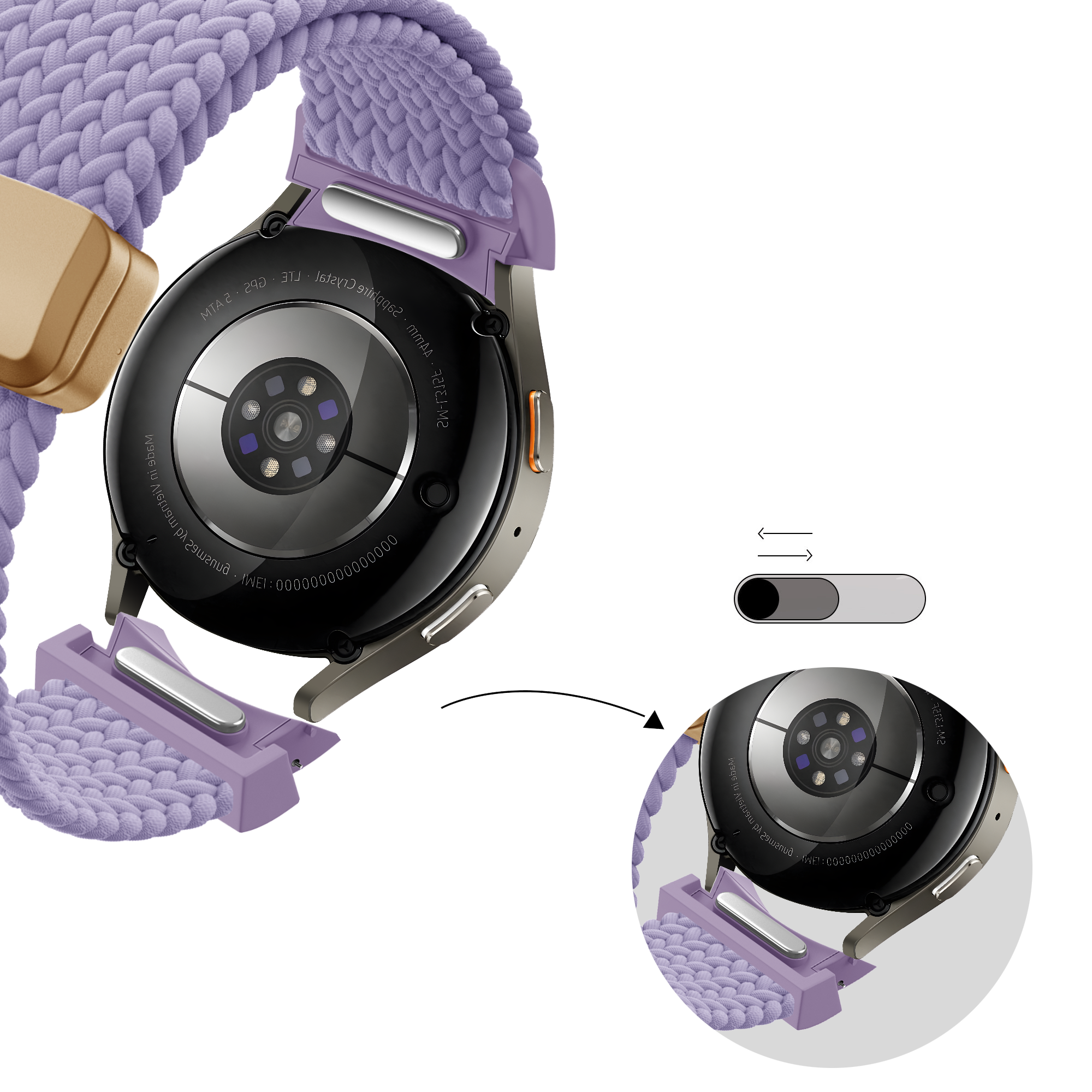 Bandz Bracelet trensé 'Easy Fit' Samsung Galaxy Watch FE (lila)