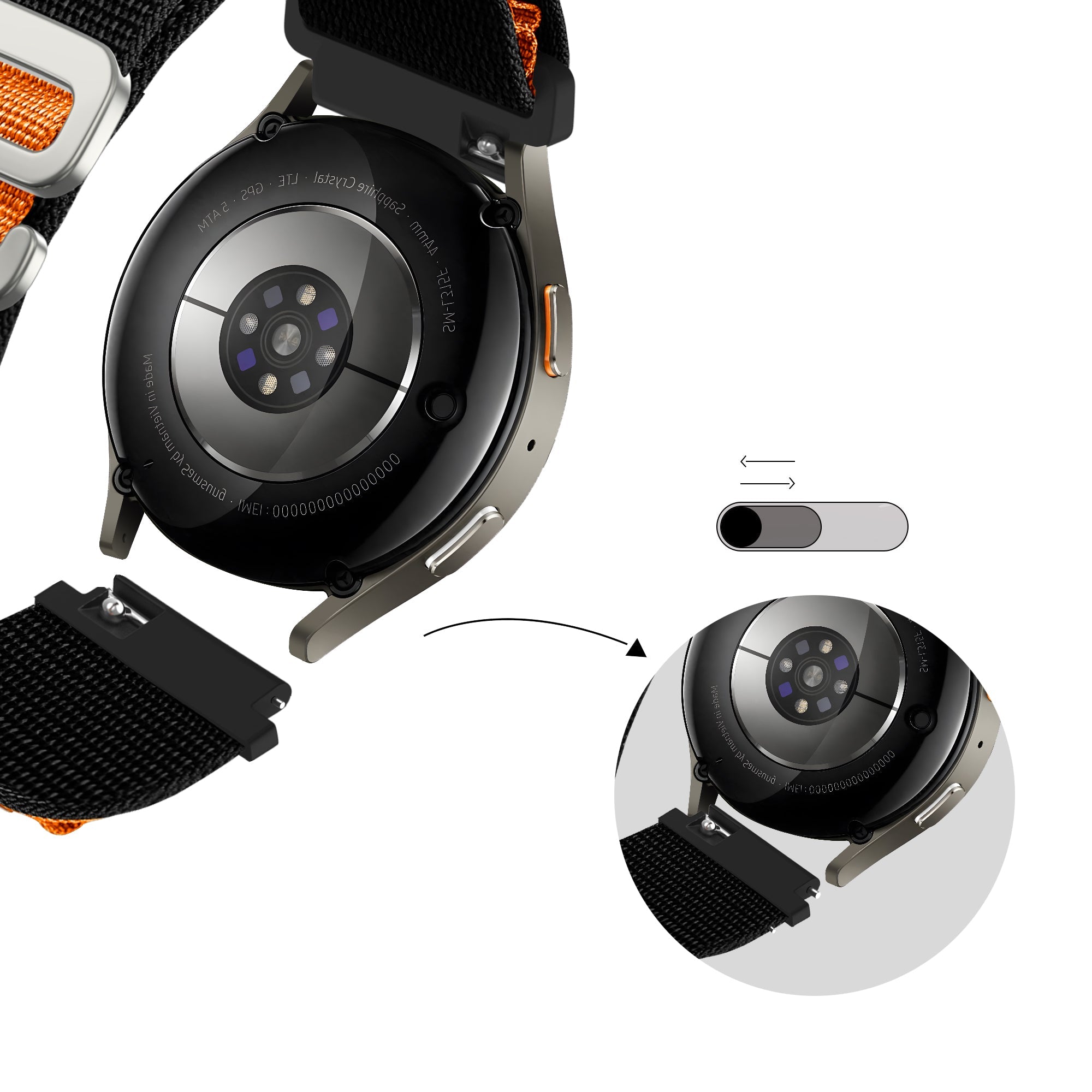 Bandz Bracelet nylon Alpine Samsung Galaxy Watch FE (noir/orange)