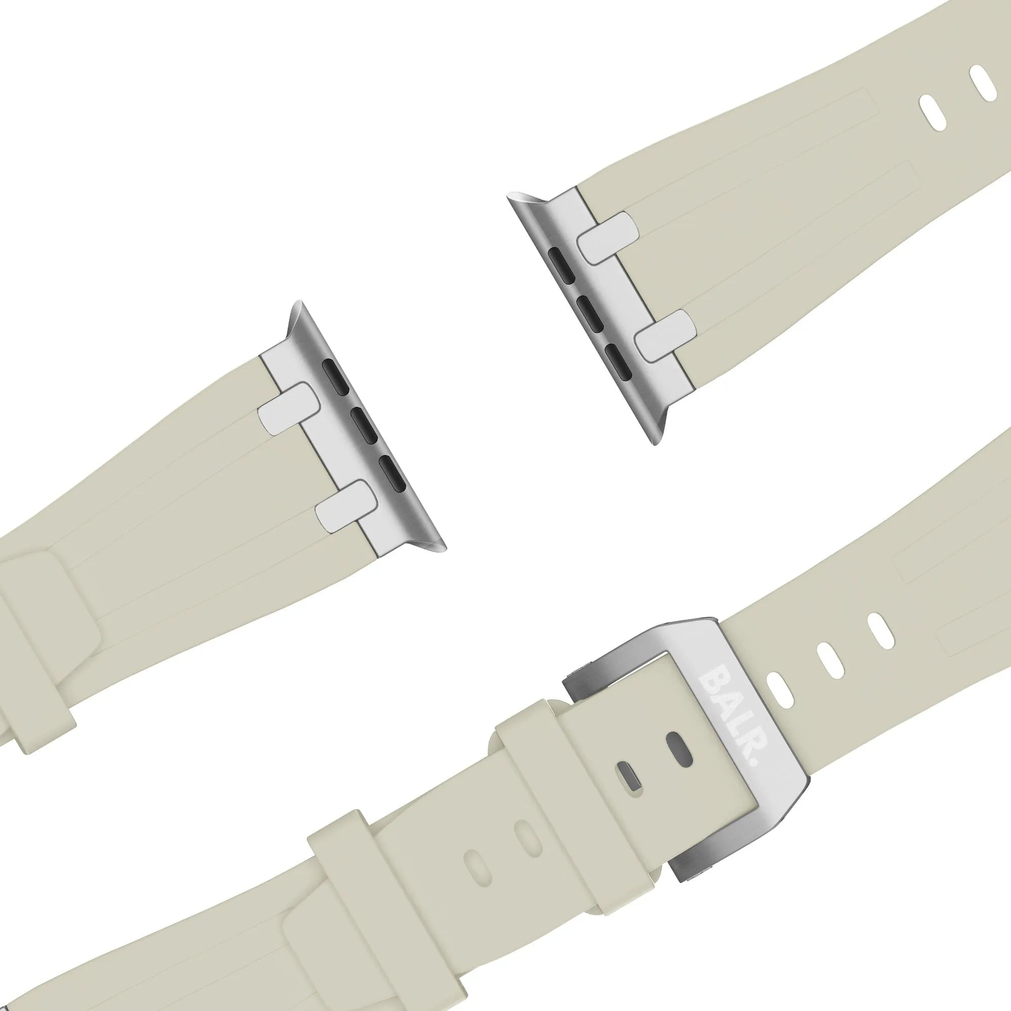 BALR. Bracelet en silicone ultra liquide pour Apple Watch (beige/argent)