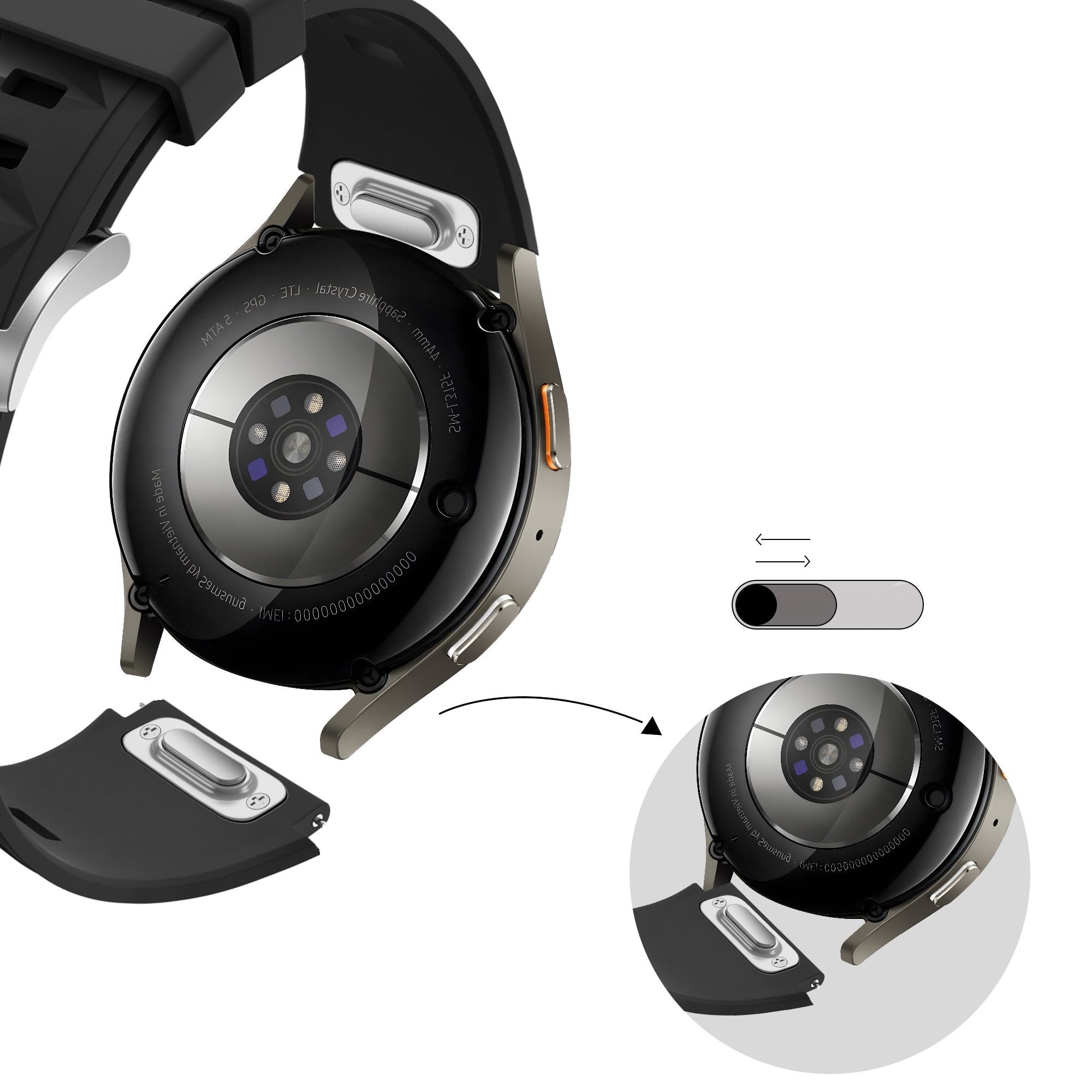 Bandz Bracelet silicone 'Easy Fit' Whitings ScanWatch Light (noir)