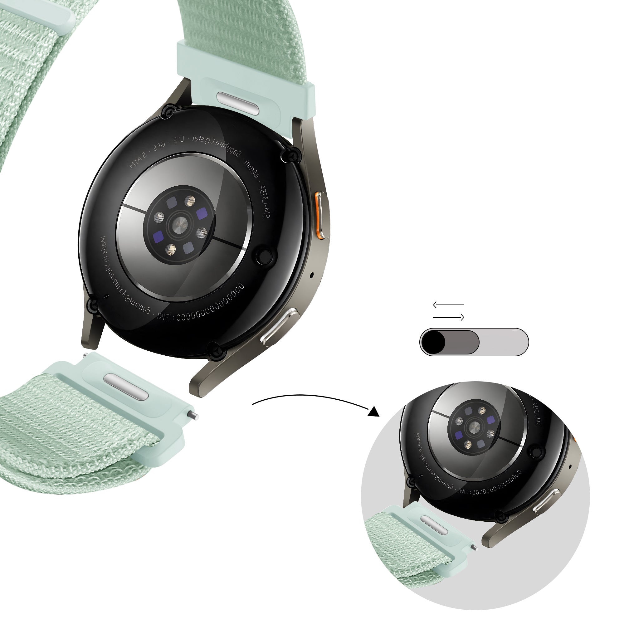 Bandz Bracelet nylon 'Easy Fit' Huawei Watch GT 5 Pro - 42mm (vert clair)