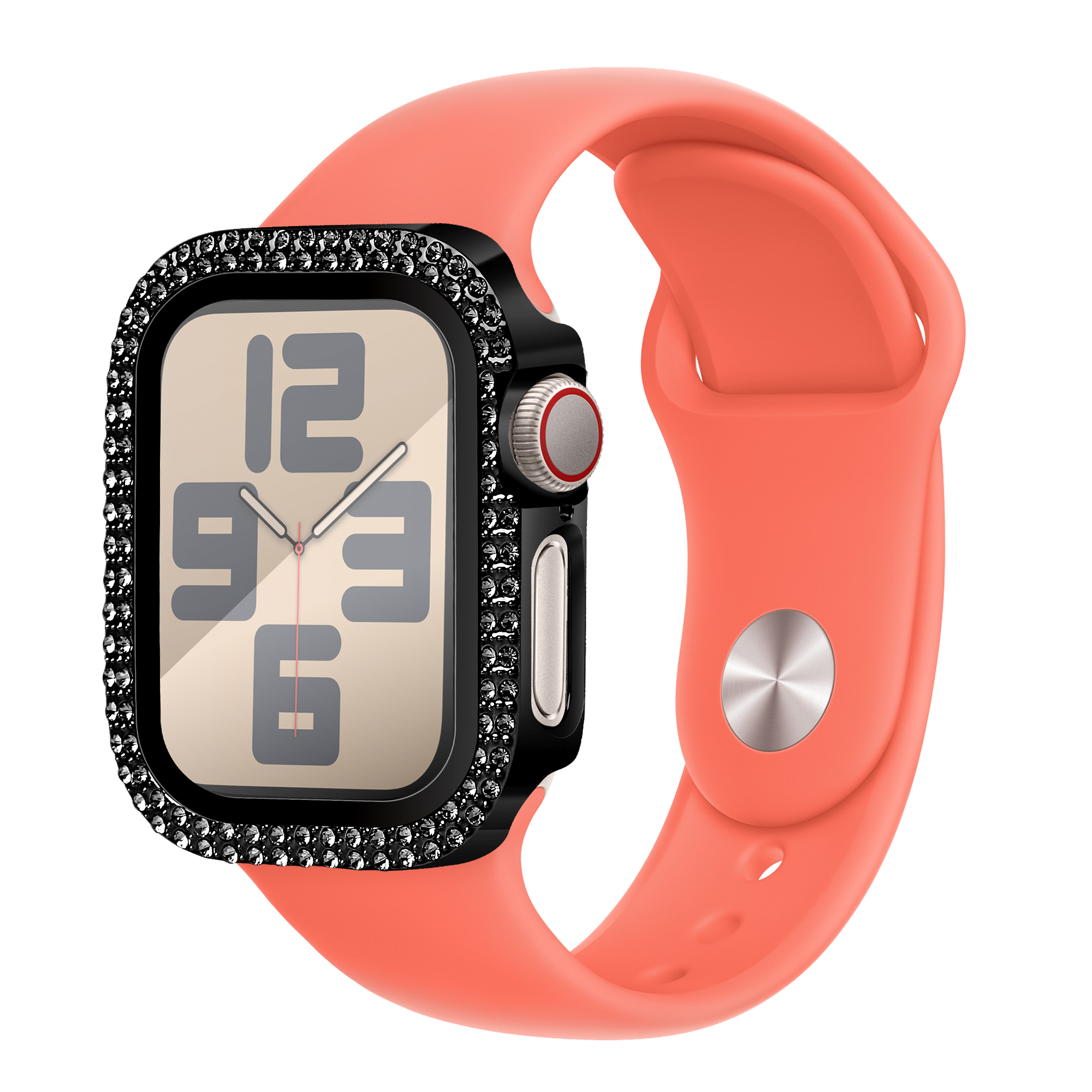 Bandz Coque diamant avec verre Apple Watch 11 - 42mm (noir)