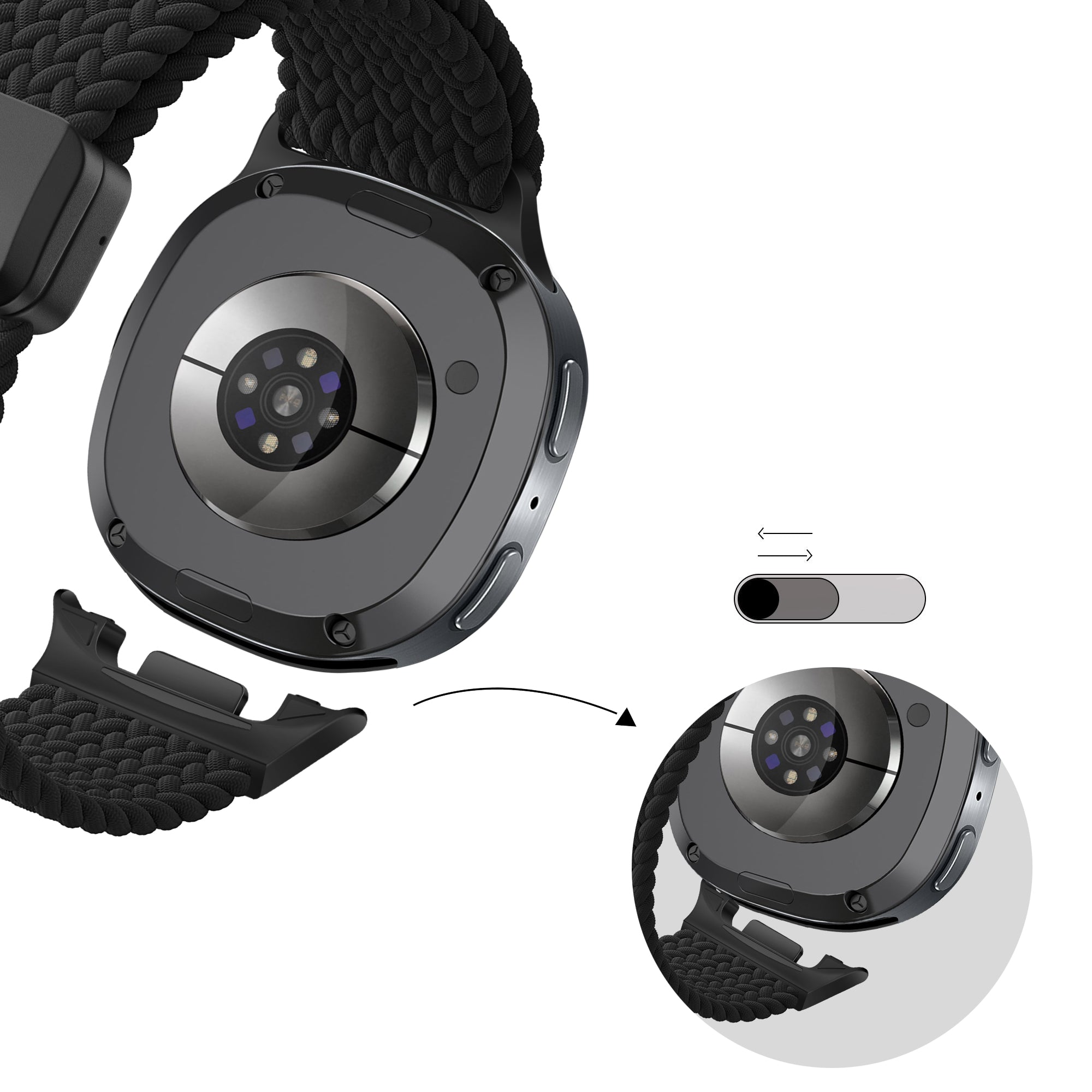 Bandz Bracelet tissé magnétique Samsung Galaxy Watch 8 - 40mm (noir)