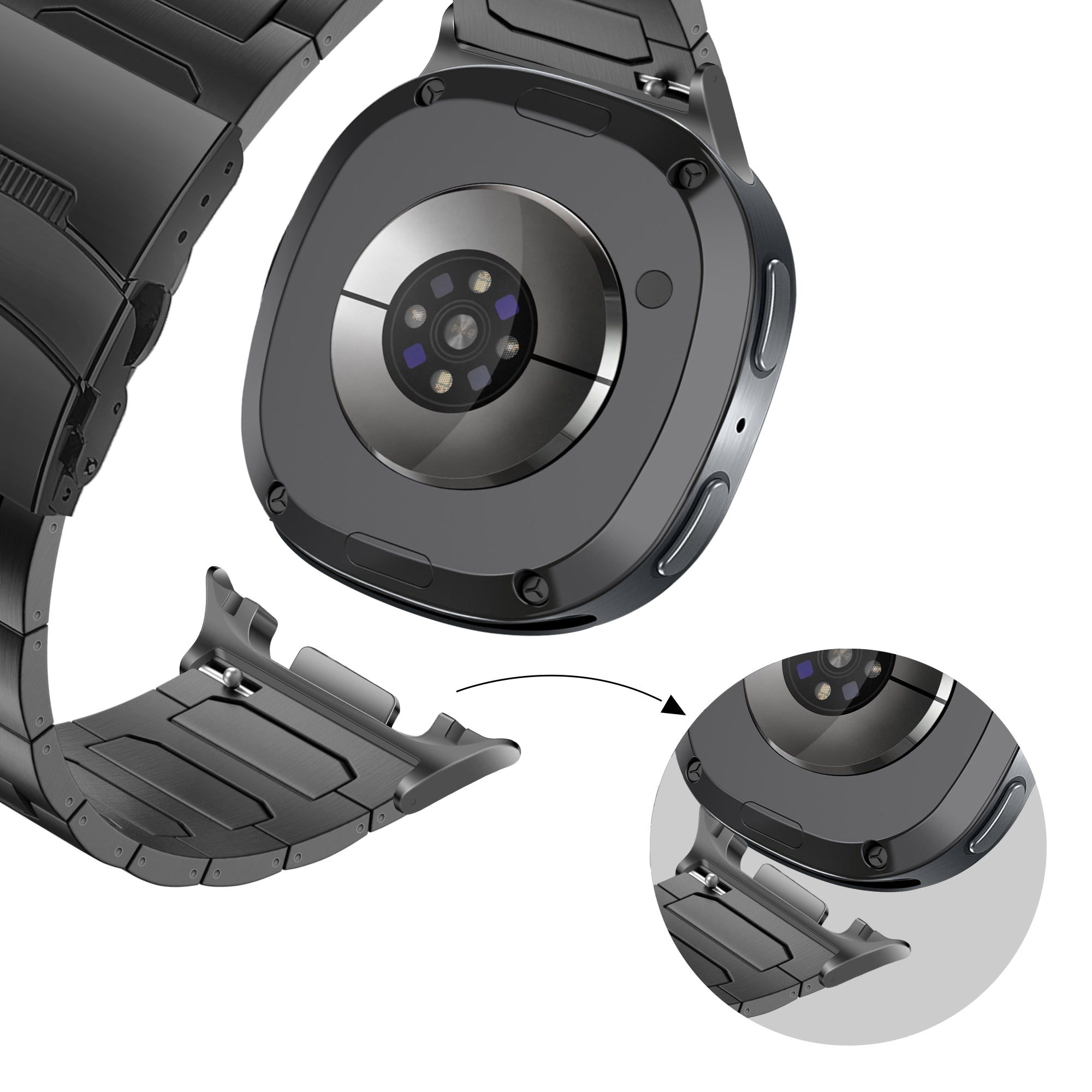 Bandz Bracelet titane 'Deluxe' Samsung Galaxy Watch 8 Classic (noir)