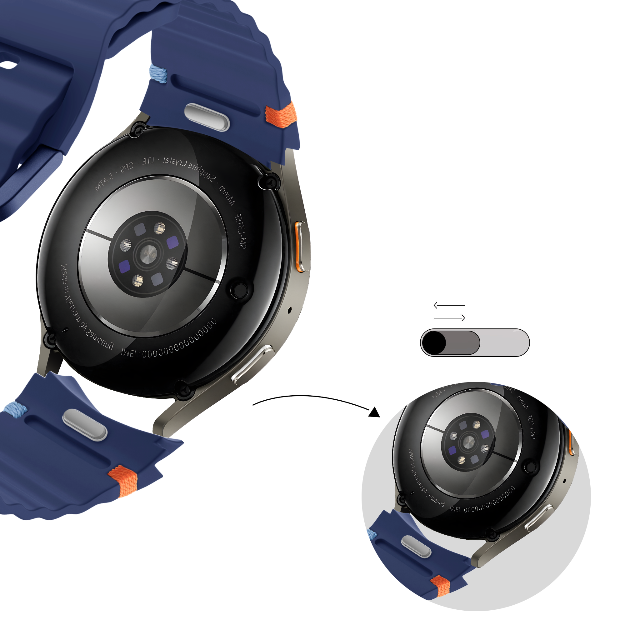 Bandz Samsung Galaxy Watch 4 40mm Wave Strap 'Easy Fit' (Dark Blue)