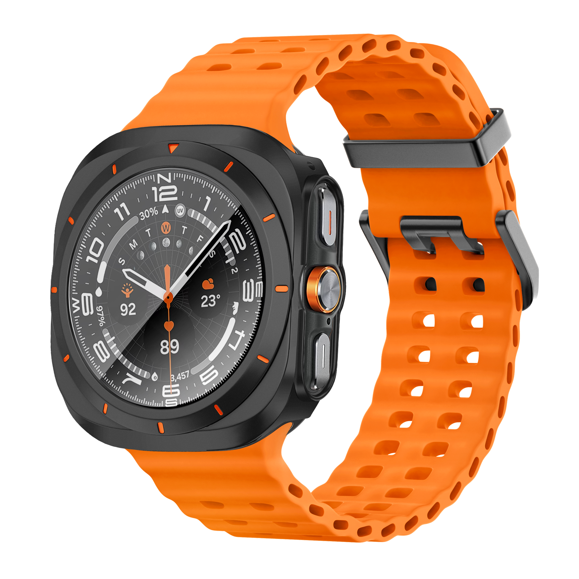 Bandz Coque PC bisel Samsung Galaxy Watch Ultra (noir /orange)