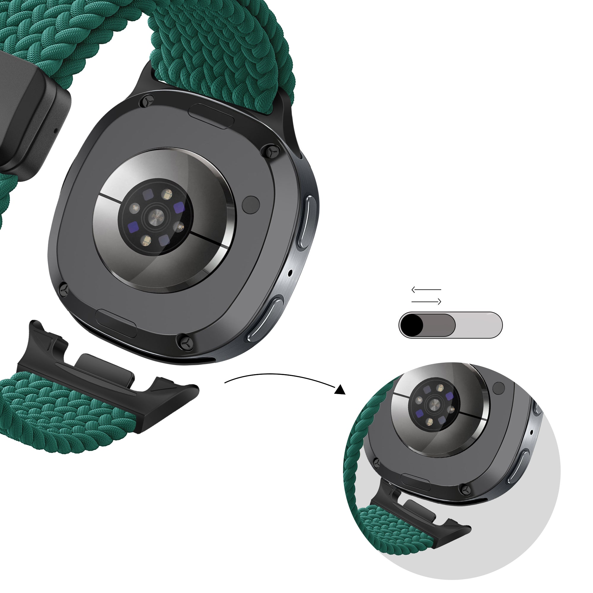 Bandz Bracelet tissé magnétique Samsung Galaxy Watch 8 - 44mm (vert)