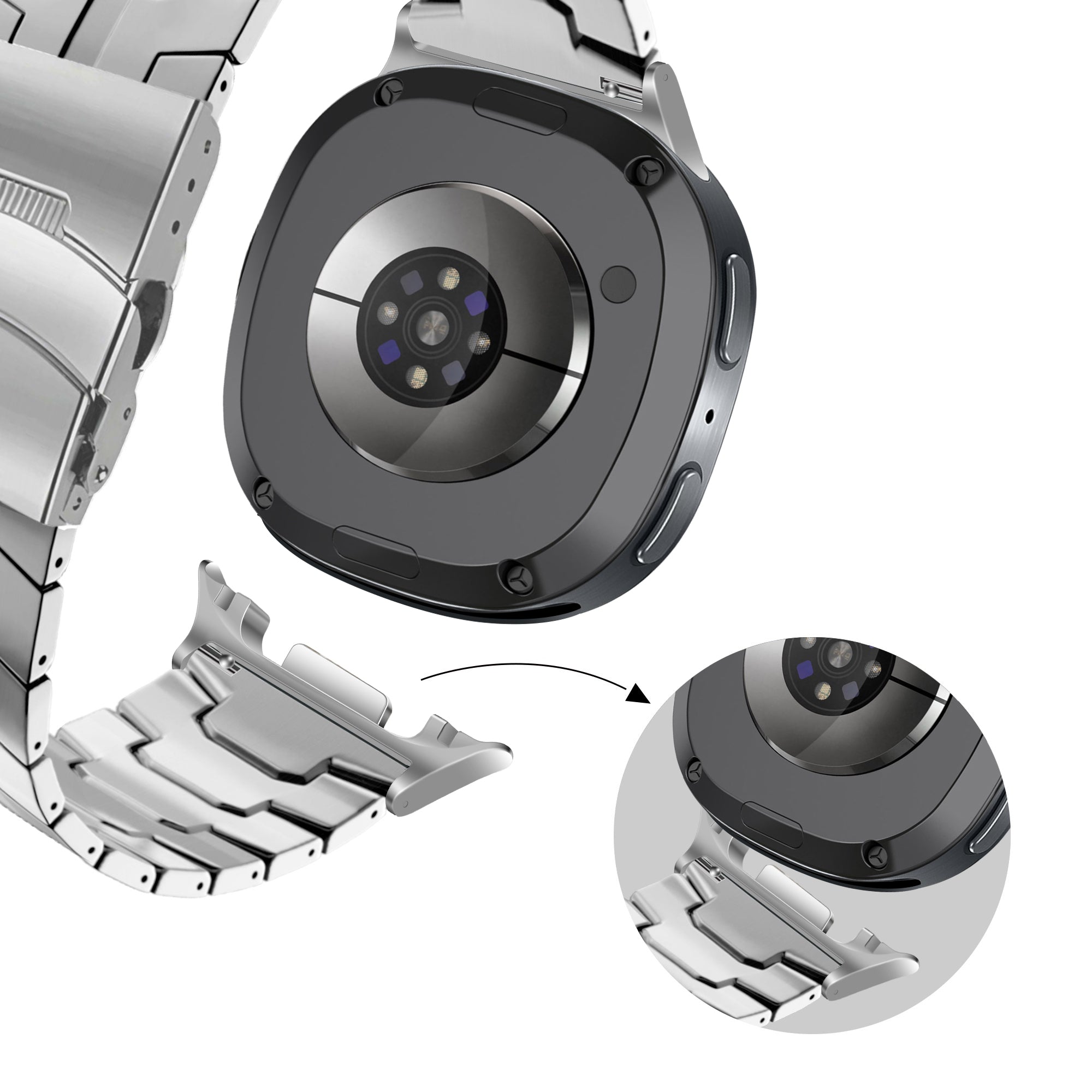 Bandz Bracelet acier 'Iron' Samsung Galaxy Watch 8 Classic (argent)