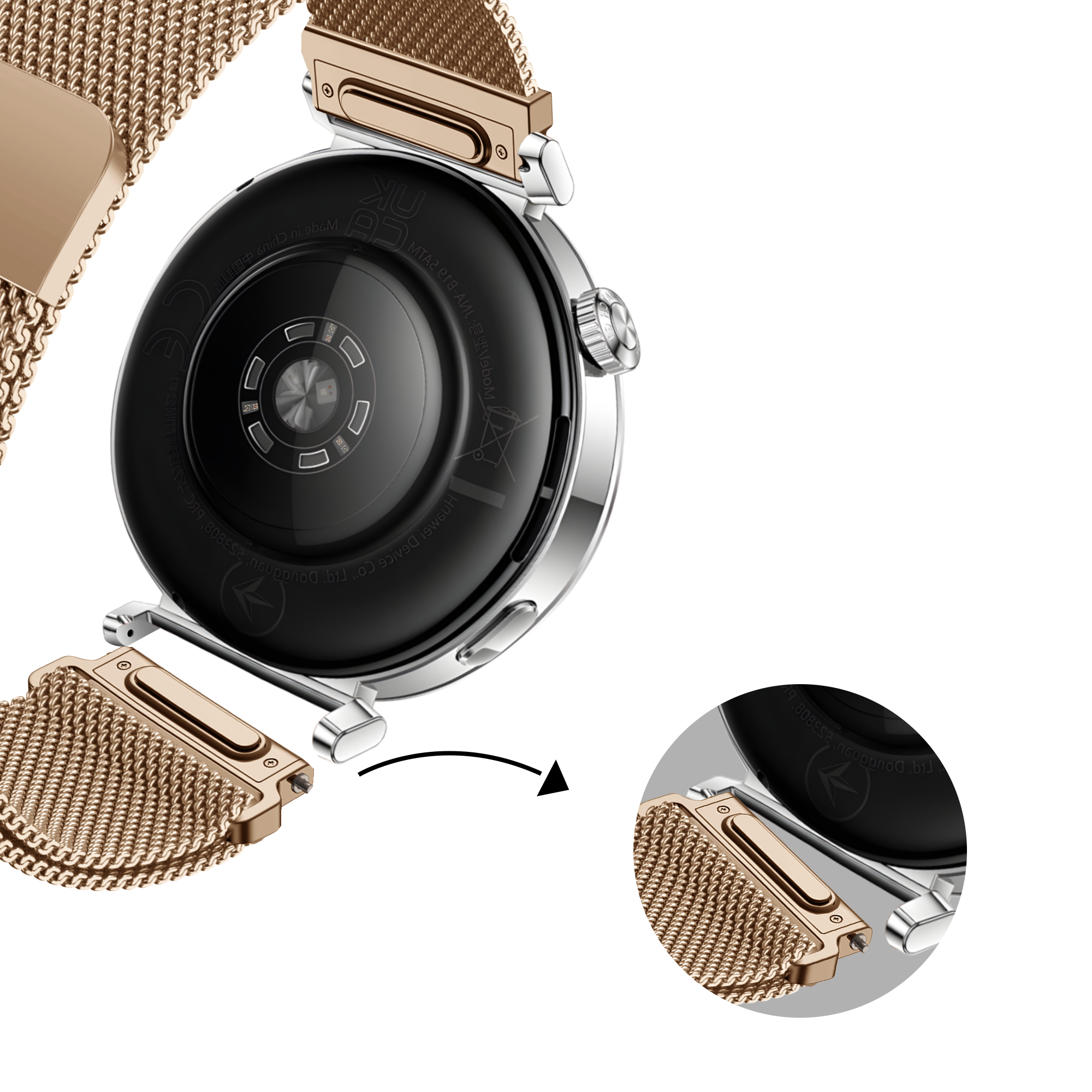 Bandz Bracelet milanais 'Easy fit' Huawei Watch GT 5 - 41mm (or rose)