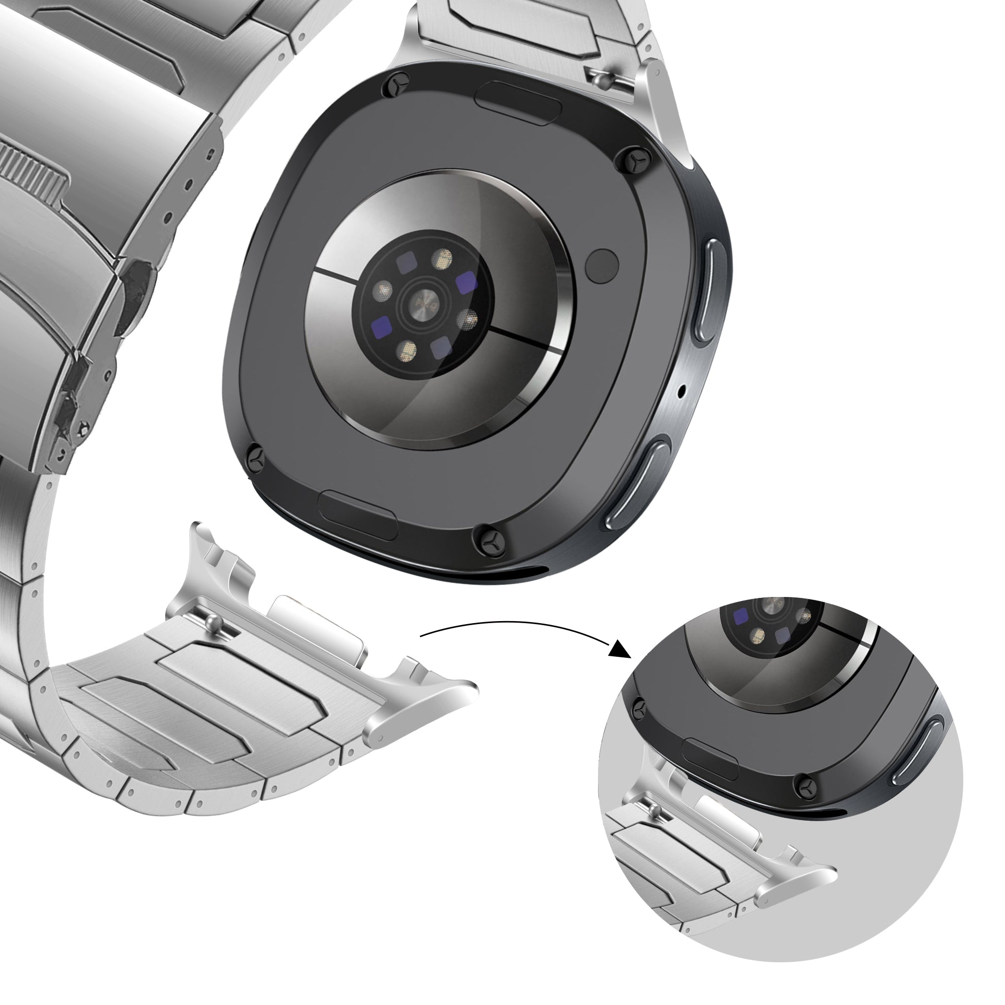 Bandz Samsung Galaxy Watch 8 - 44mm Titanium Strap 'Deluxe' (Silver)