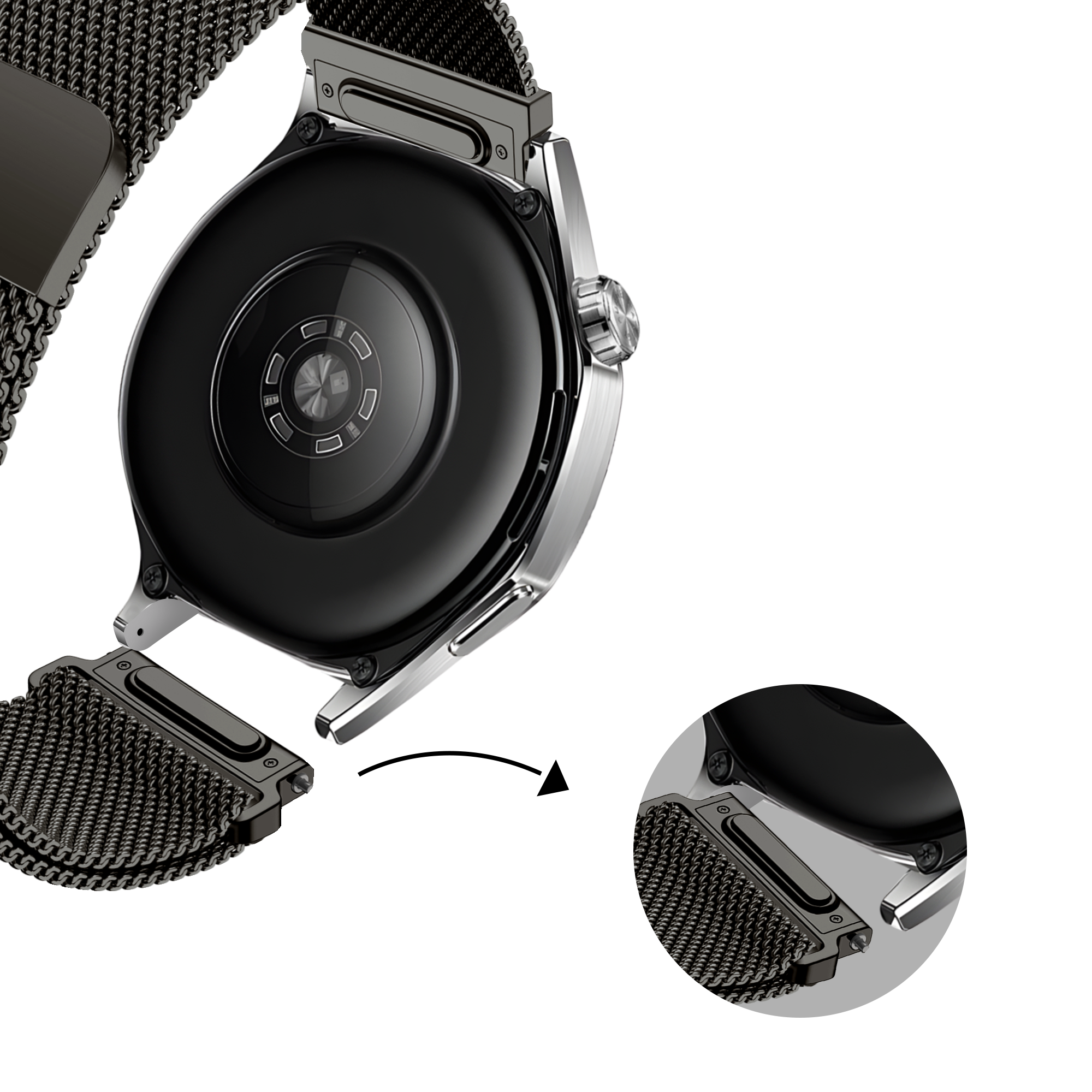 Bandz Bracelet milanais 'One Push' Huawei Watch GT 3 Pro 46mm (gris titane)