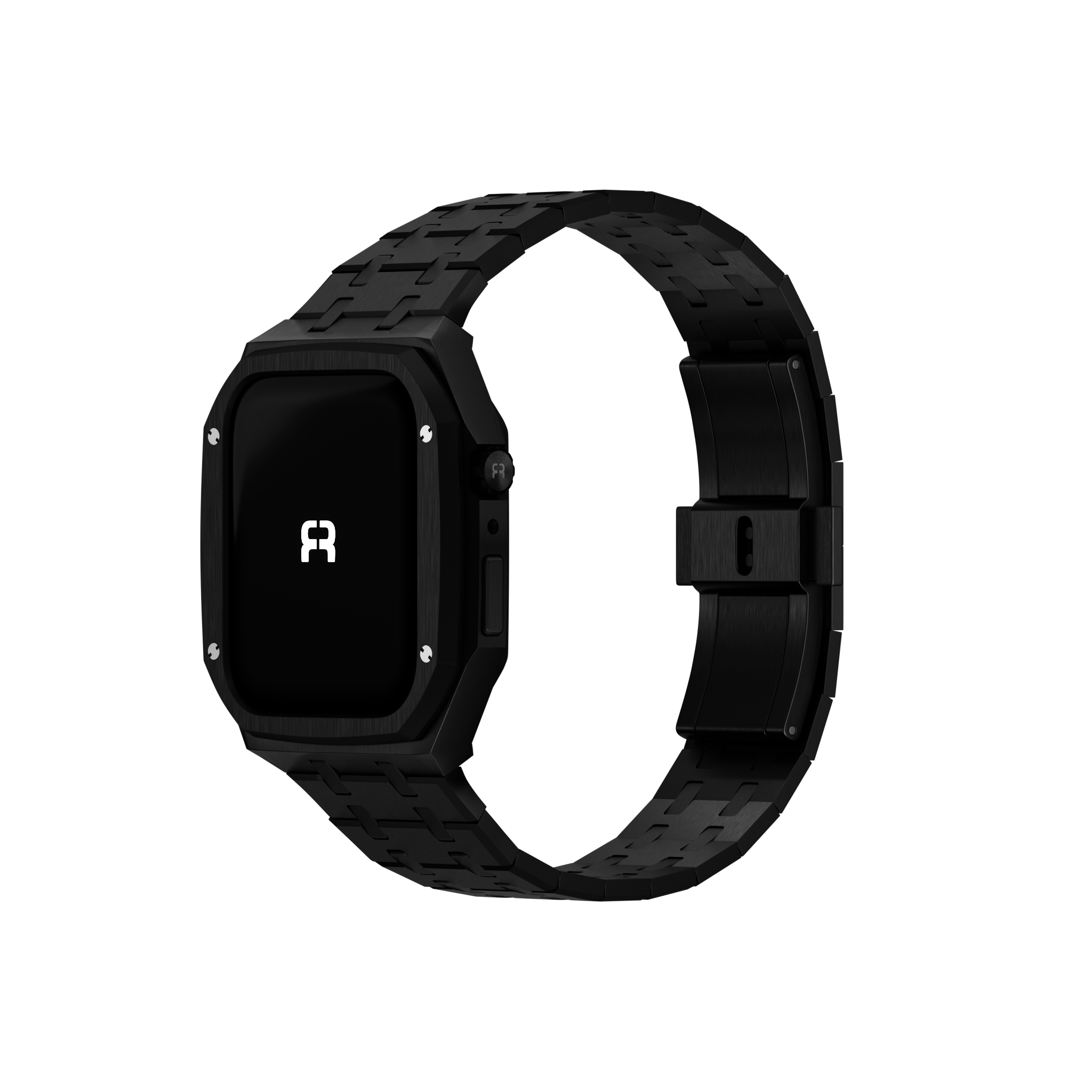 Reqior Boîtier avec bracelet en acier Apple Watch 45mm (noir)