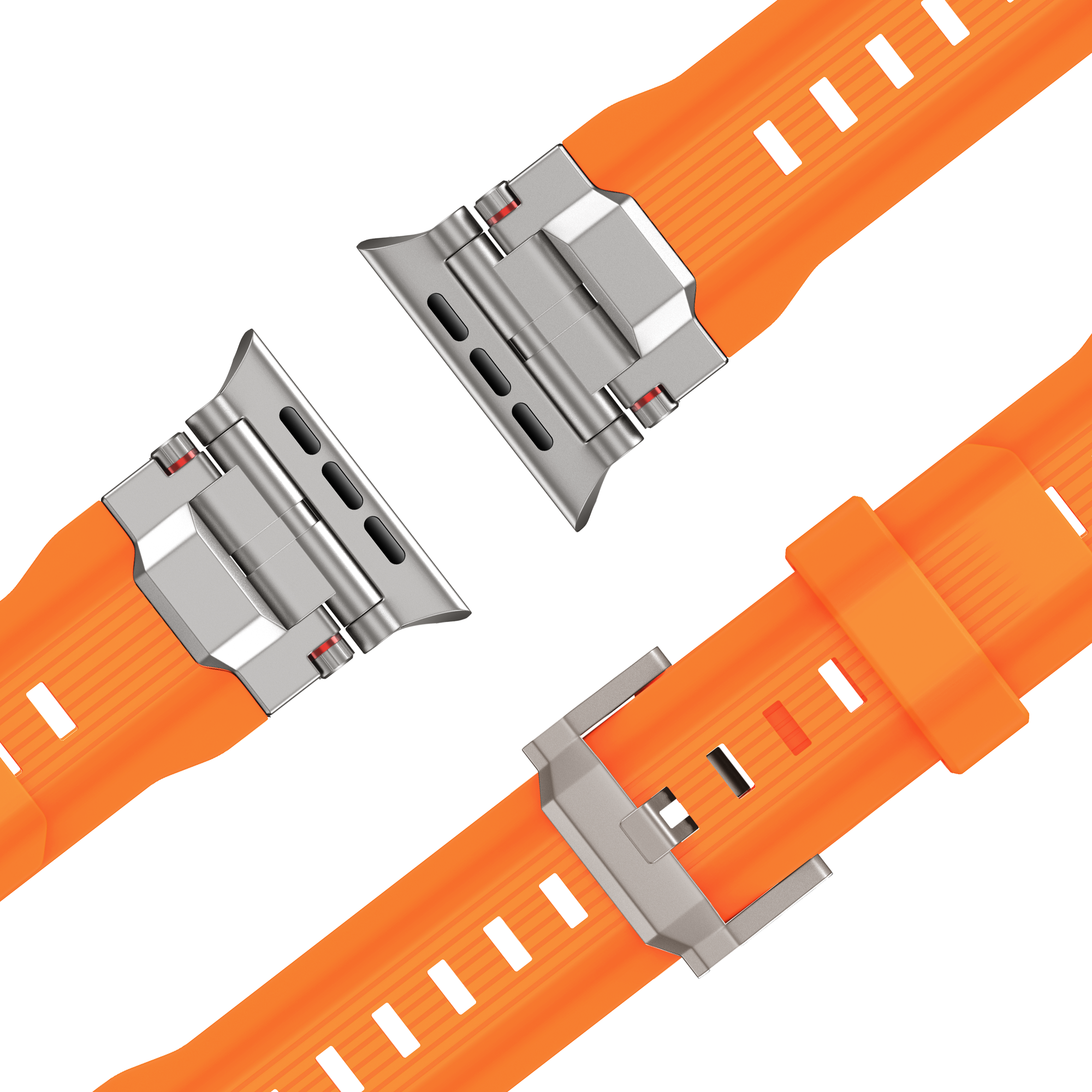 Bandz Apple Watch Liquid Silicone Strap 'Explorer' (Orange with Titanium)
