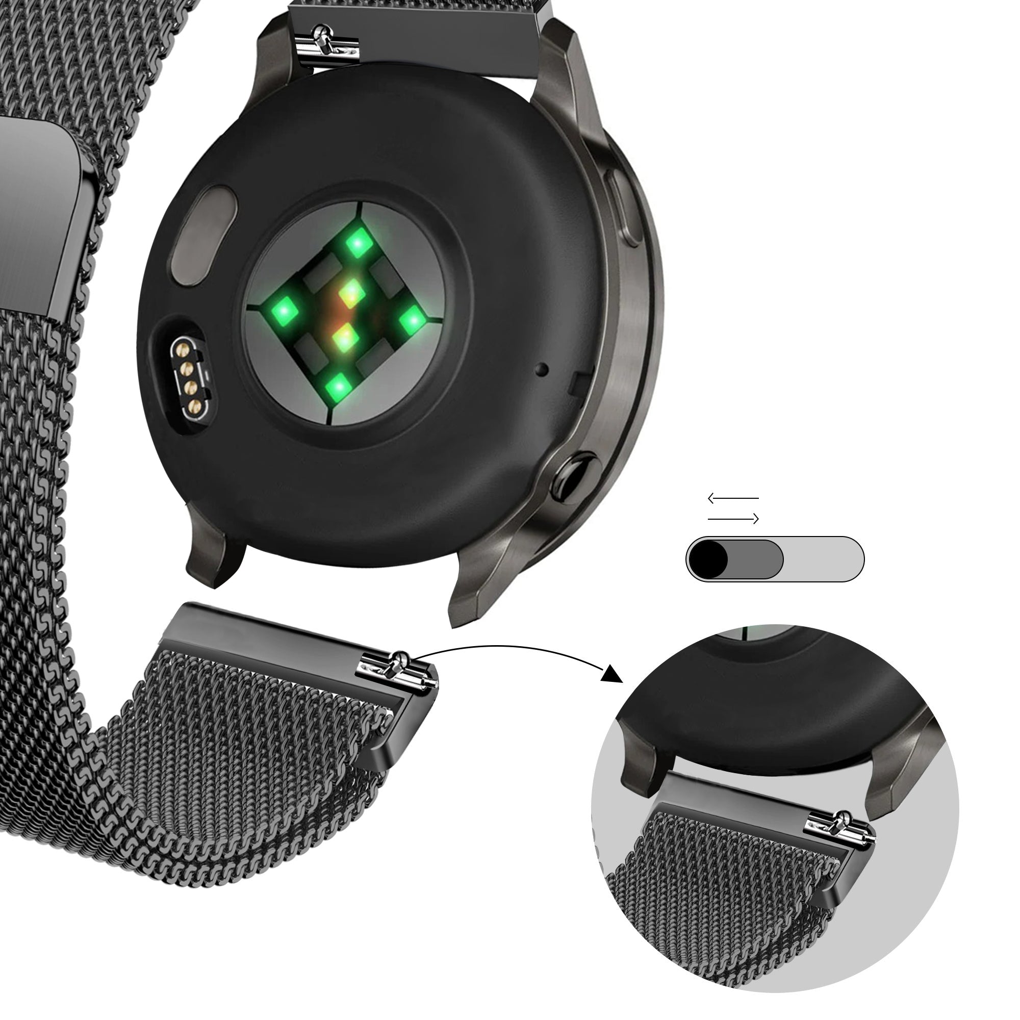 Bandz Bracelet milanais Garmin D2 Air X15 (noir)