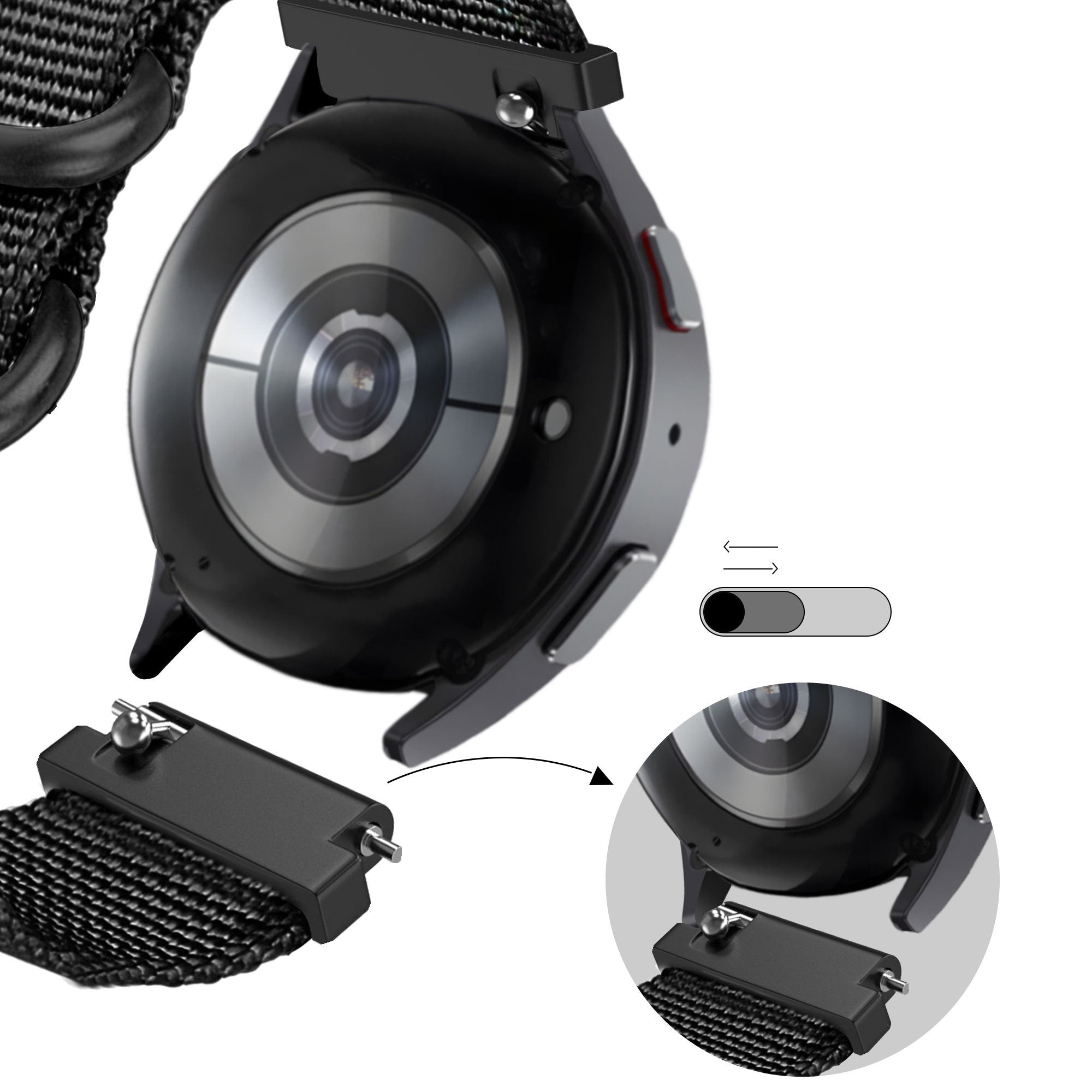 Bandz Bracelet nylon avec boucle Garmin Forerunner 645 (noir)