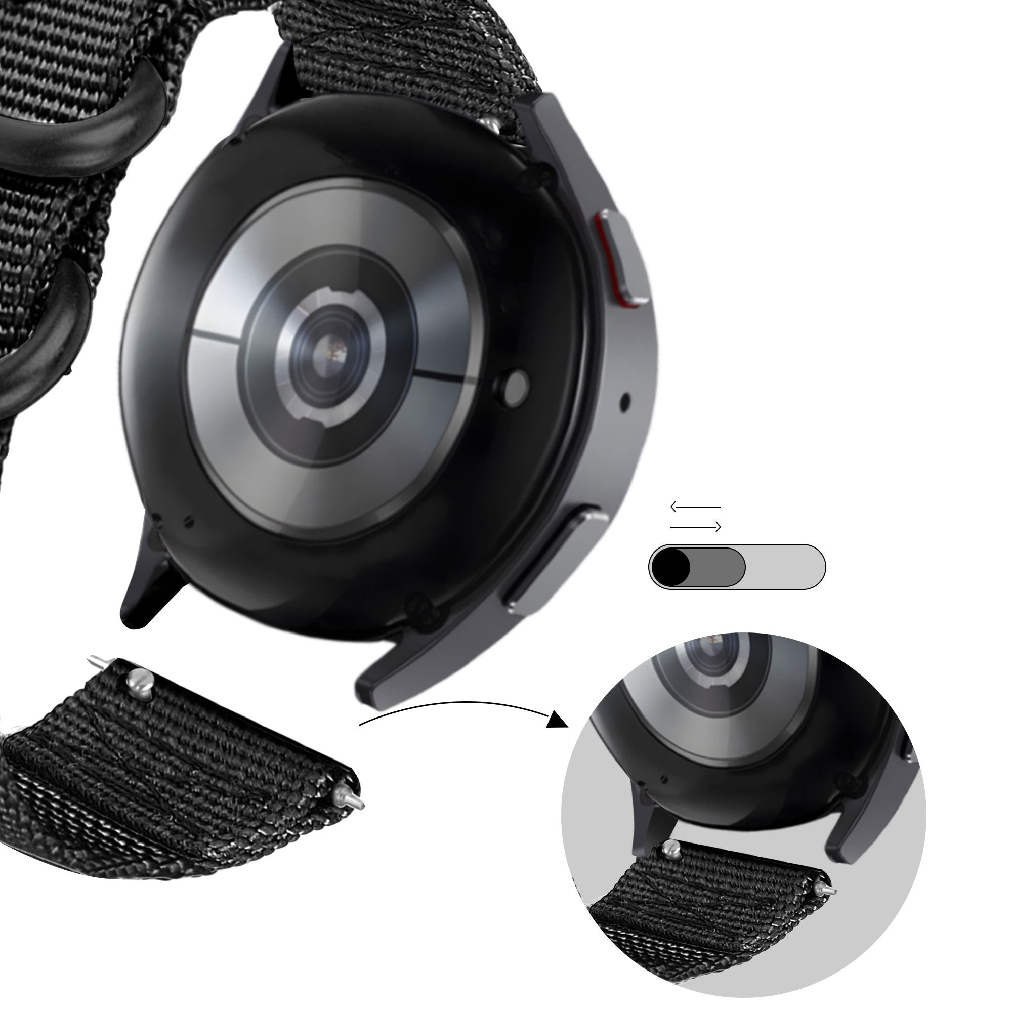 BALR Bracelet nylon avec boucle Samsung Galaxy Watch 46mm (noir)