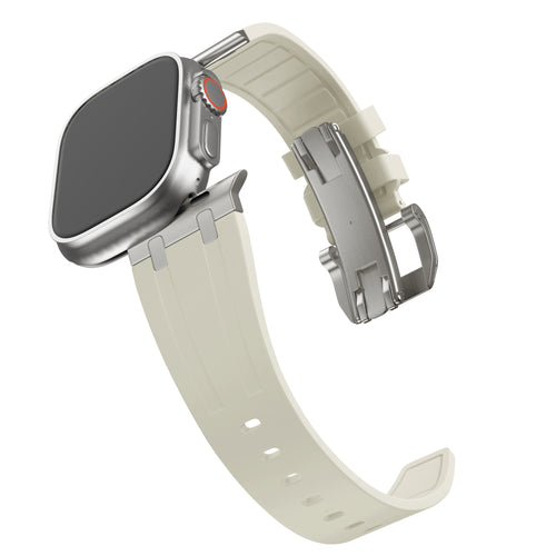 BALR. Bracelet en silicone Apple Watch ultra liquide (beige/titane)