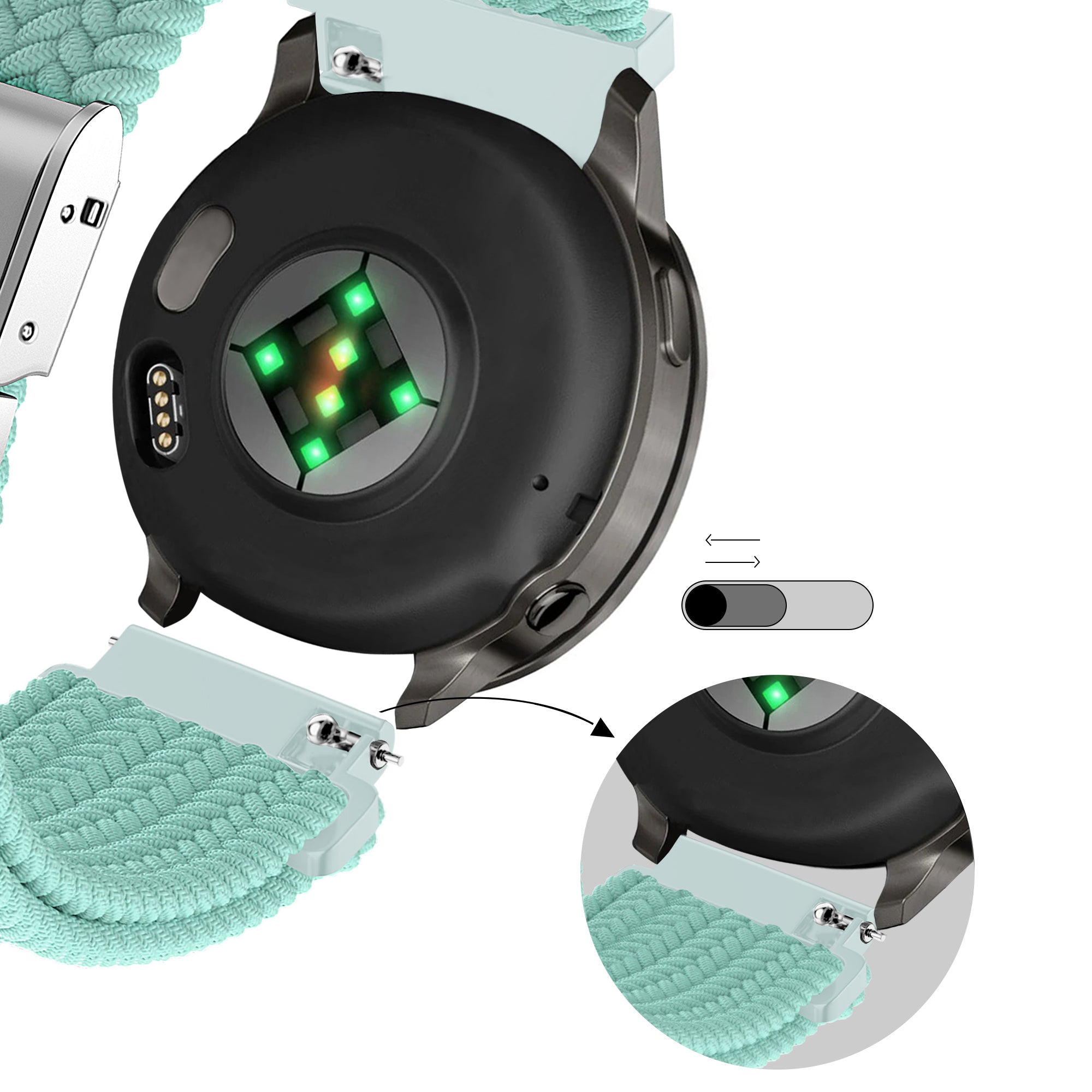 Bandz Garmin Bounce 2 Woven Nylon Strap (Turquoise)