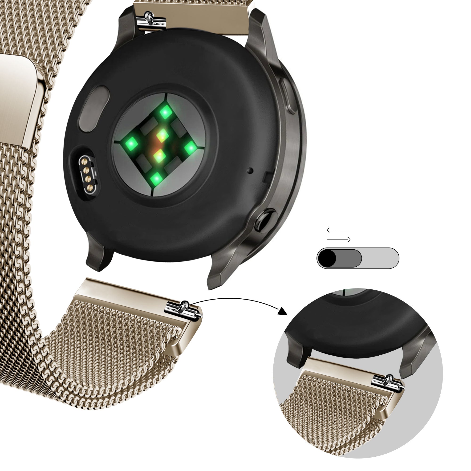 Bandz Garmin Vivoactive 4s Milanese Loop Strap (Vintage Gold)