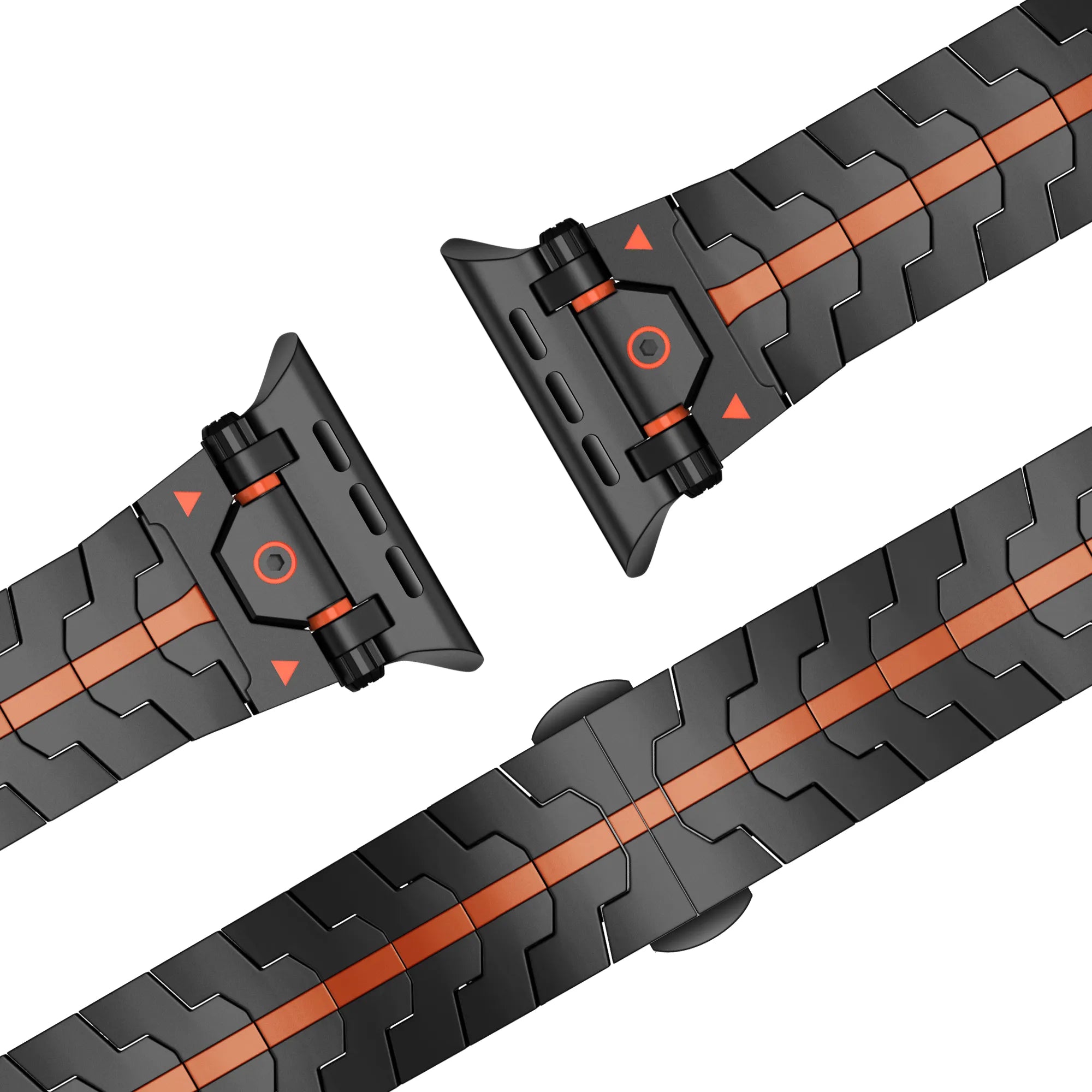 Bandz Bracelet acier granulé 'Deluxe' Apple Watch (noir/orange)