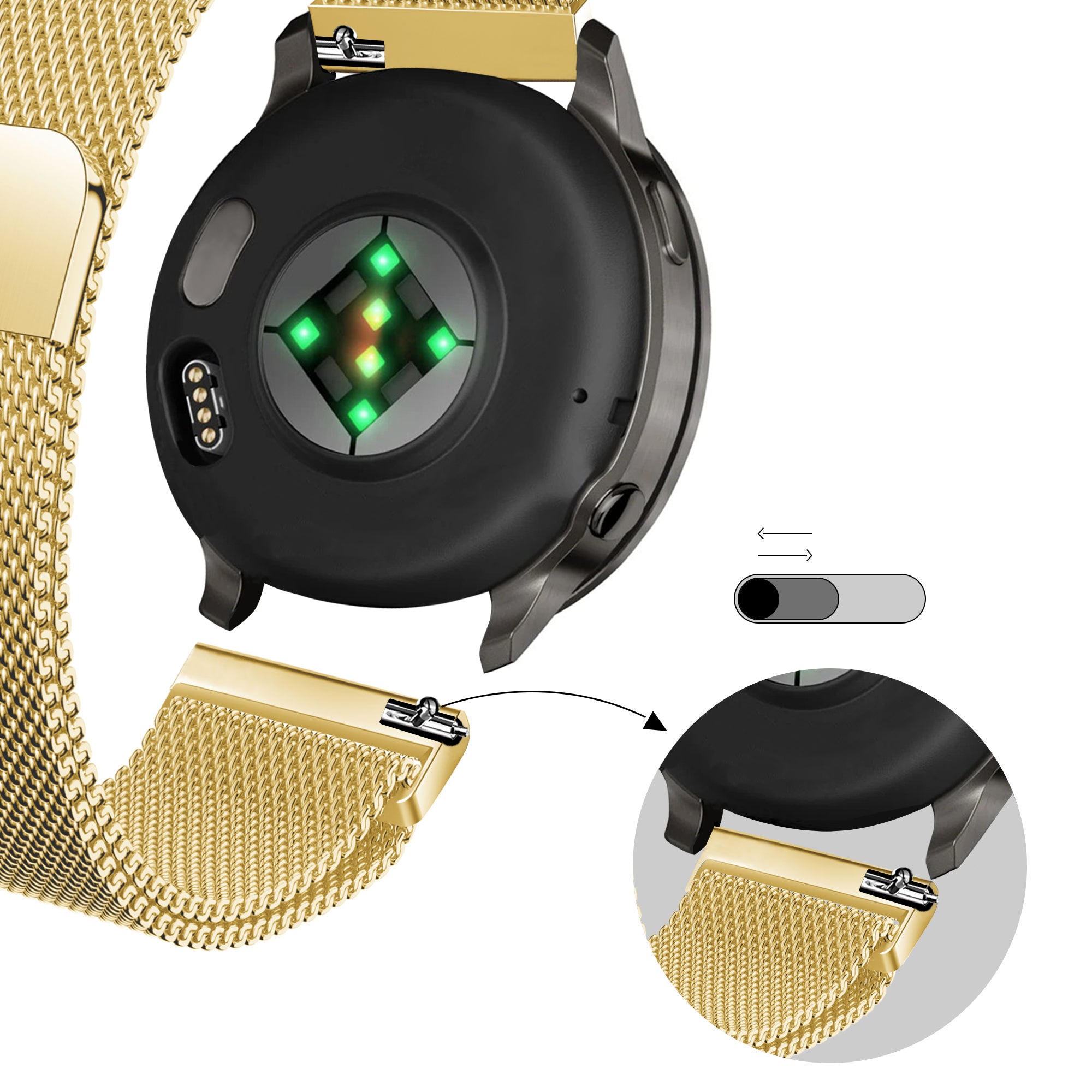 Bandz Garmin Bounce 2 Milanese Loop Strap (Gold)