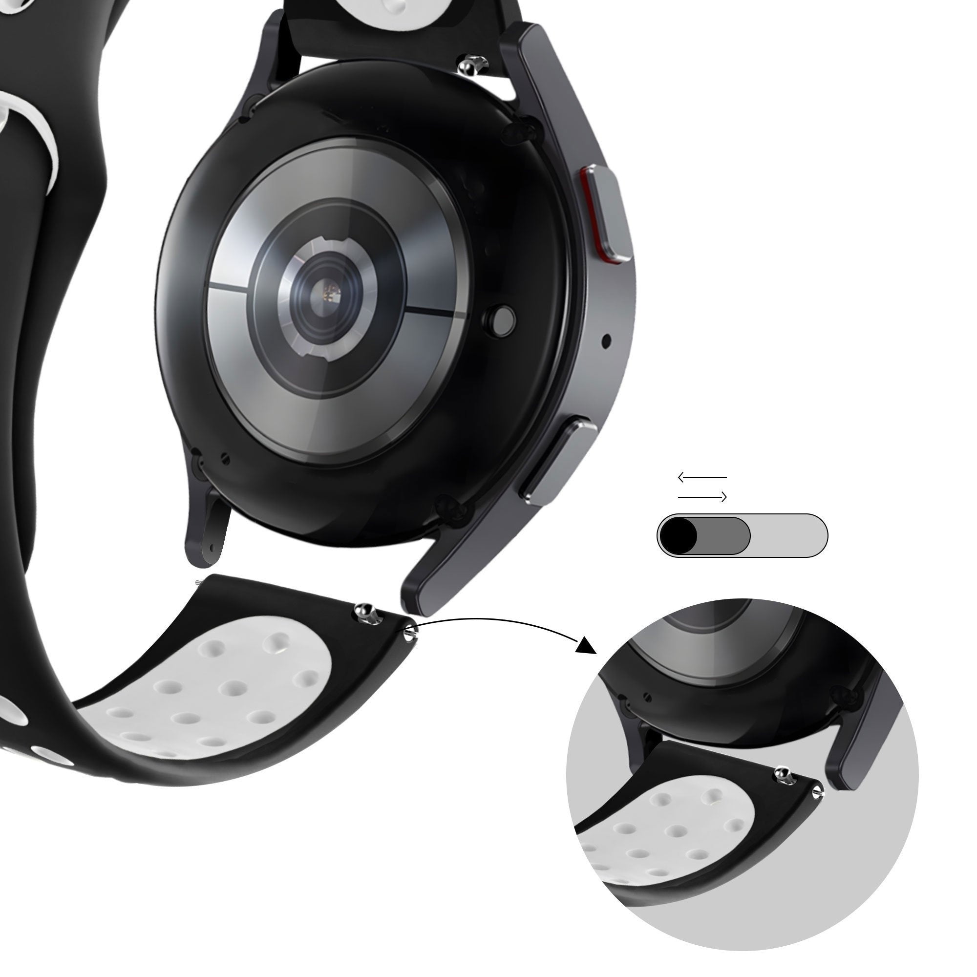 Bandz Bracelet sport 'Deluxe' Amazfit Active 2 (noir/blanc)