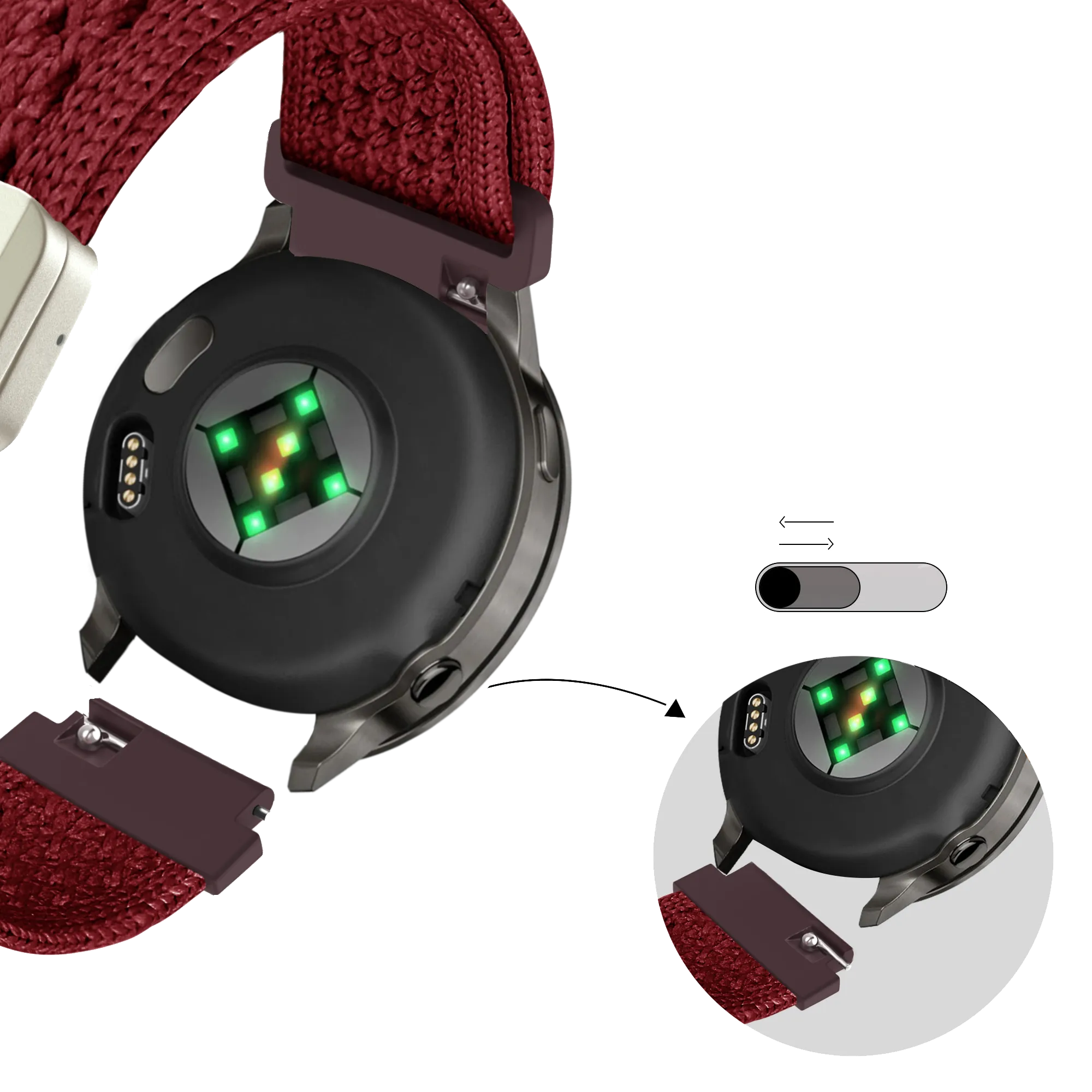 Bandz Bracelet nylon vintage Garmin Approach J1 (rouge)
