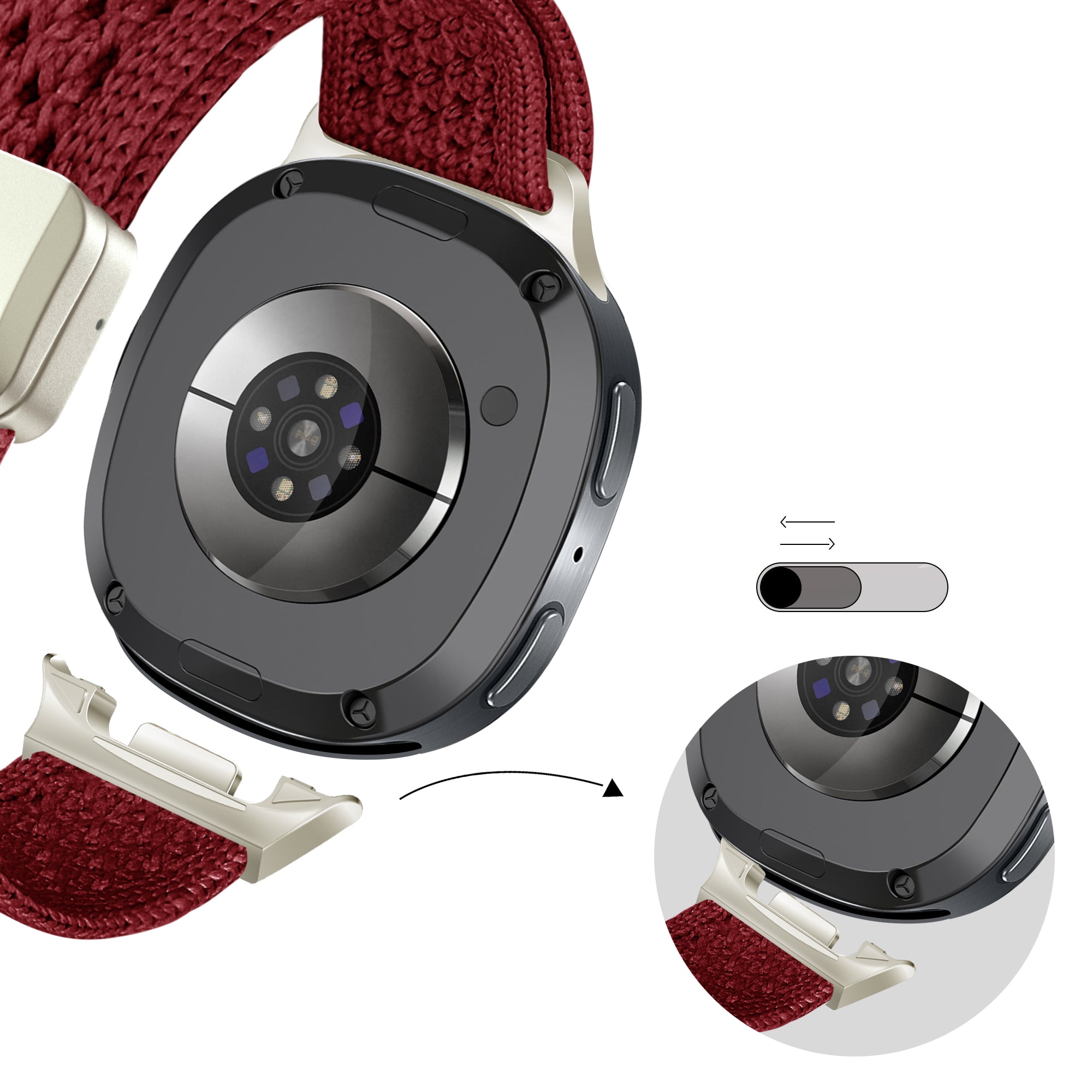 Bandz Bracelet nylon Vintage Samsung Galaxy Watch 8 - 44mm (bordeaux)