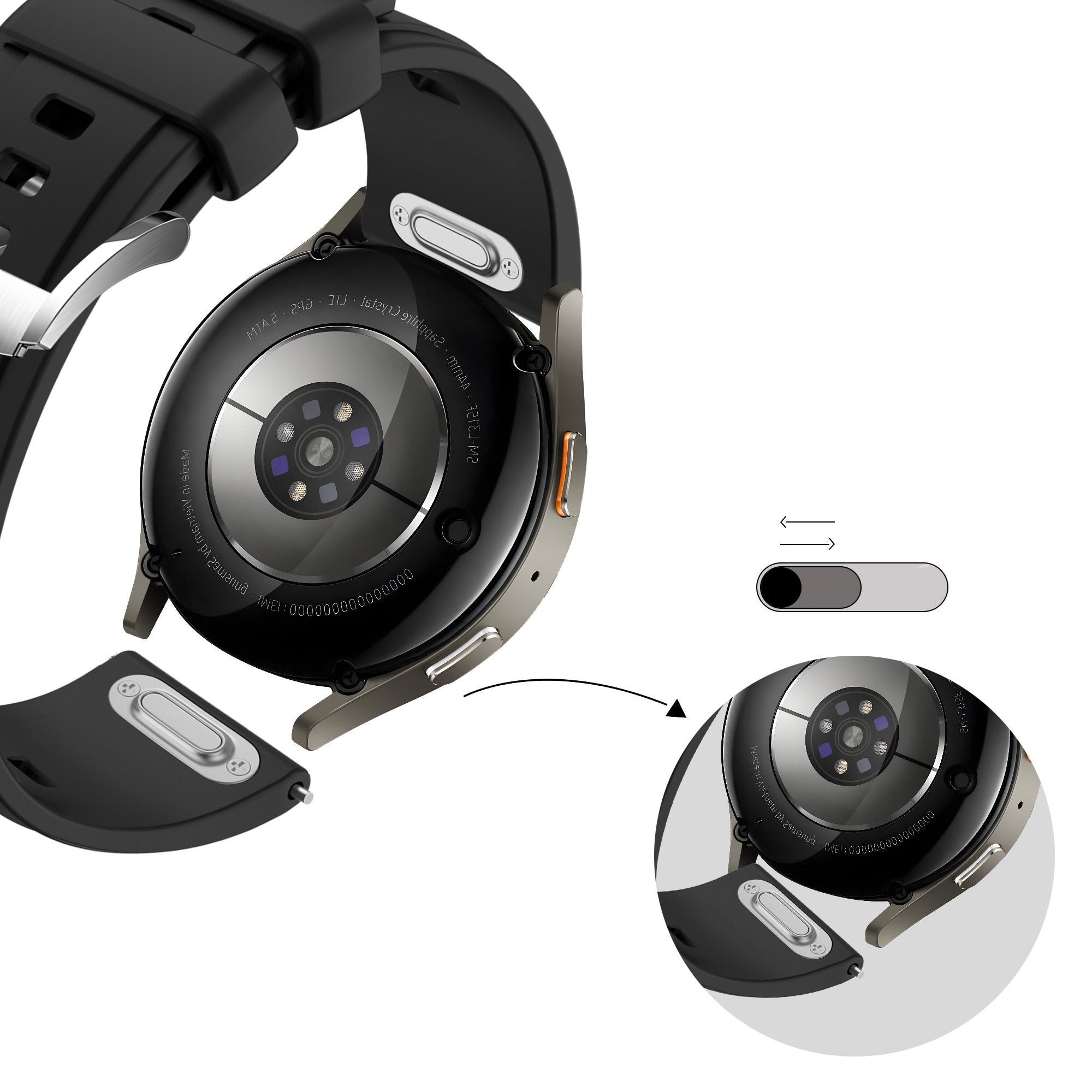 Bandz Bracelet silicone 'Easy Fit' Suunto Run (noir)