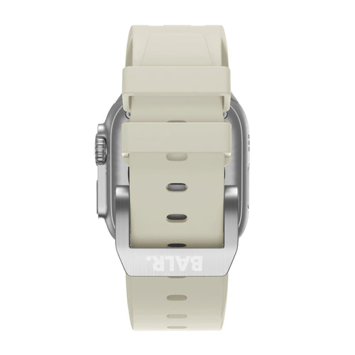 BALR. Bracelet en silicone ultra liquide pour Apple Watch (beige/argent)