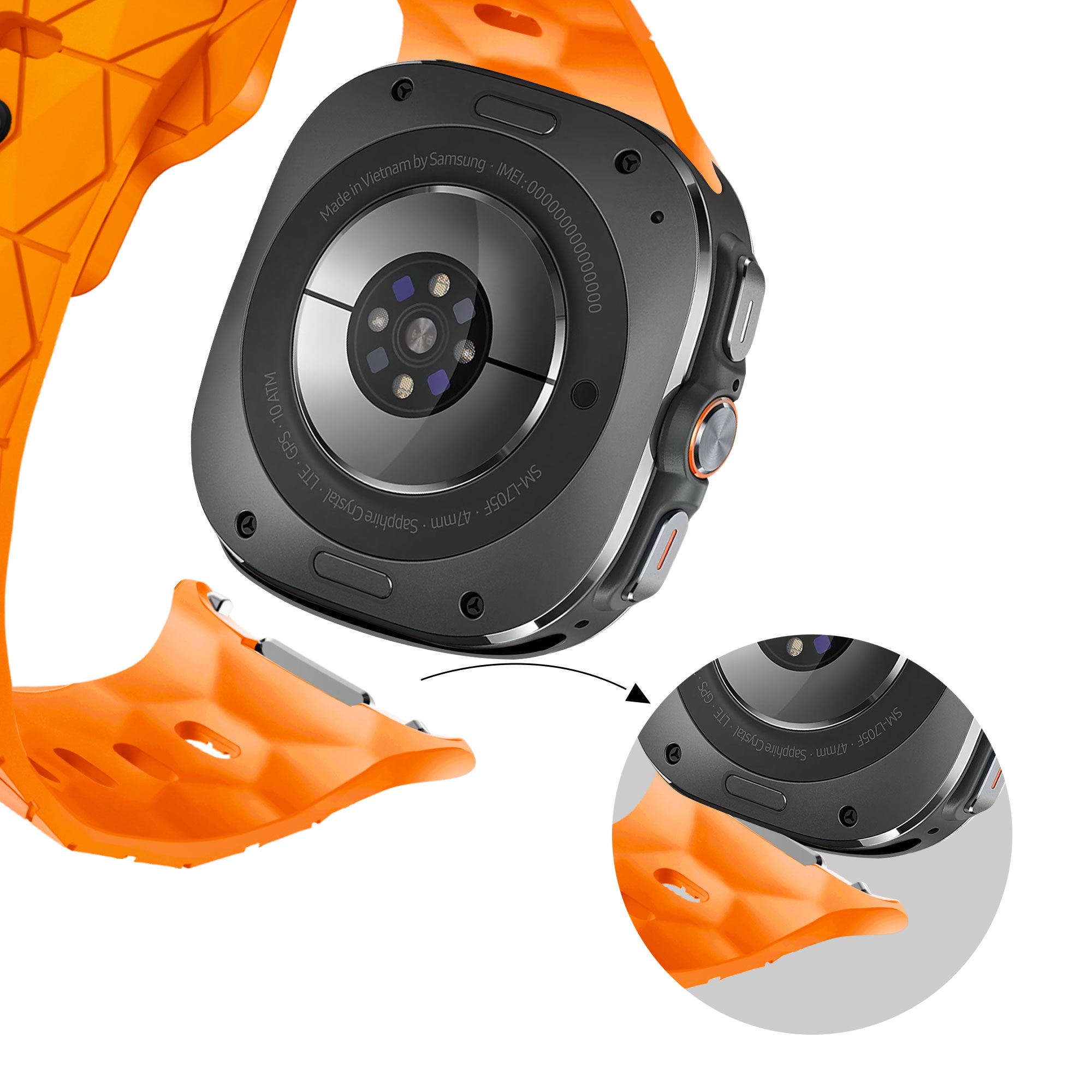 Bandz Bracelet silicone 'Hexagons' Samsung Galaxy Watch Ultra (orange)