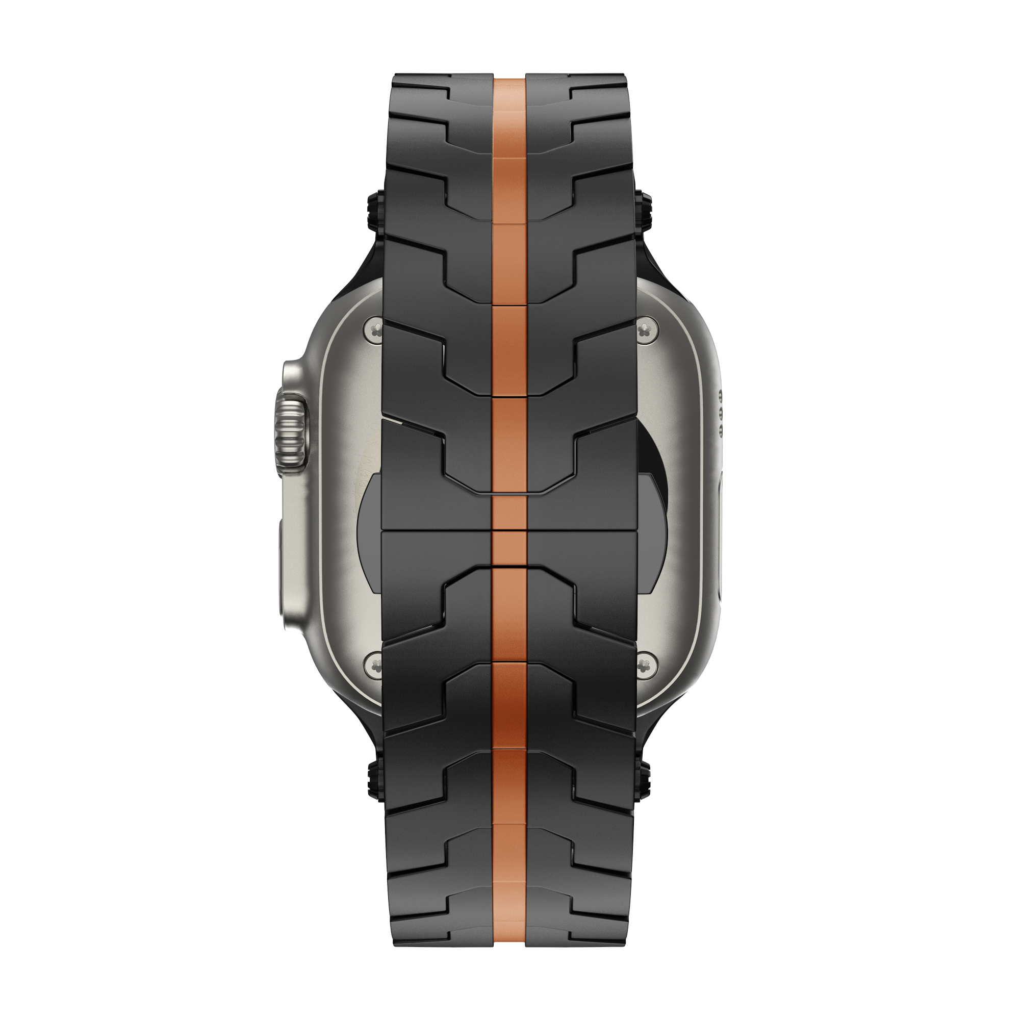 Bandz Apple Watch Metal Grain Strap 'Deluxe' (Black/Orange)