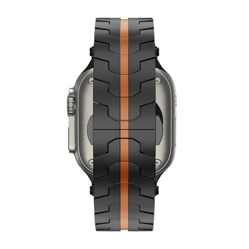 Bandz Bracelet acier granulé 'Deluxe' Apple Watch (noir/orange)
