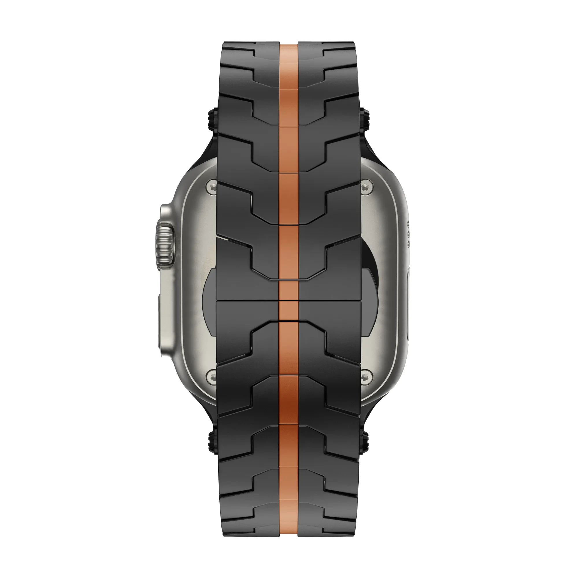 Bandz Bracelet acier granulé 'Deluxe' Apple Watch (noir/orange)