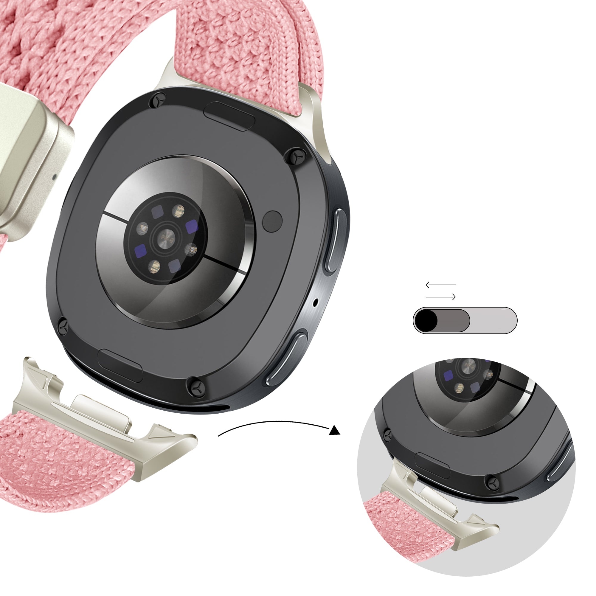 Bandz Bracelet nylon Vintage Samsung Galaxy Watch 8 Classic (rose)