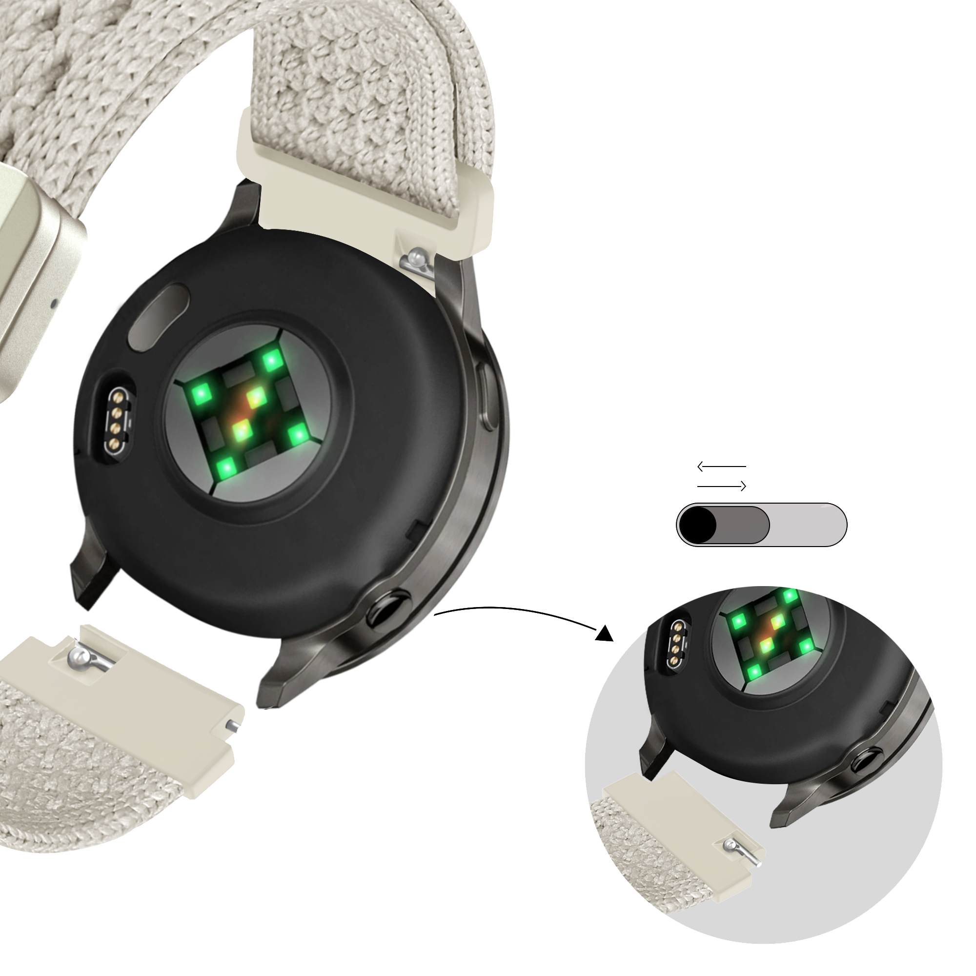 Bandz Bracelet nylon vintage Garmin Bounce 2 (lumière stellaire)